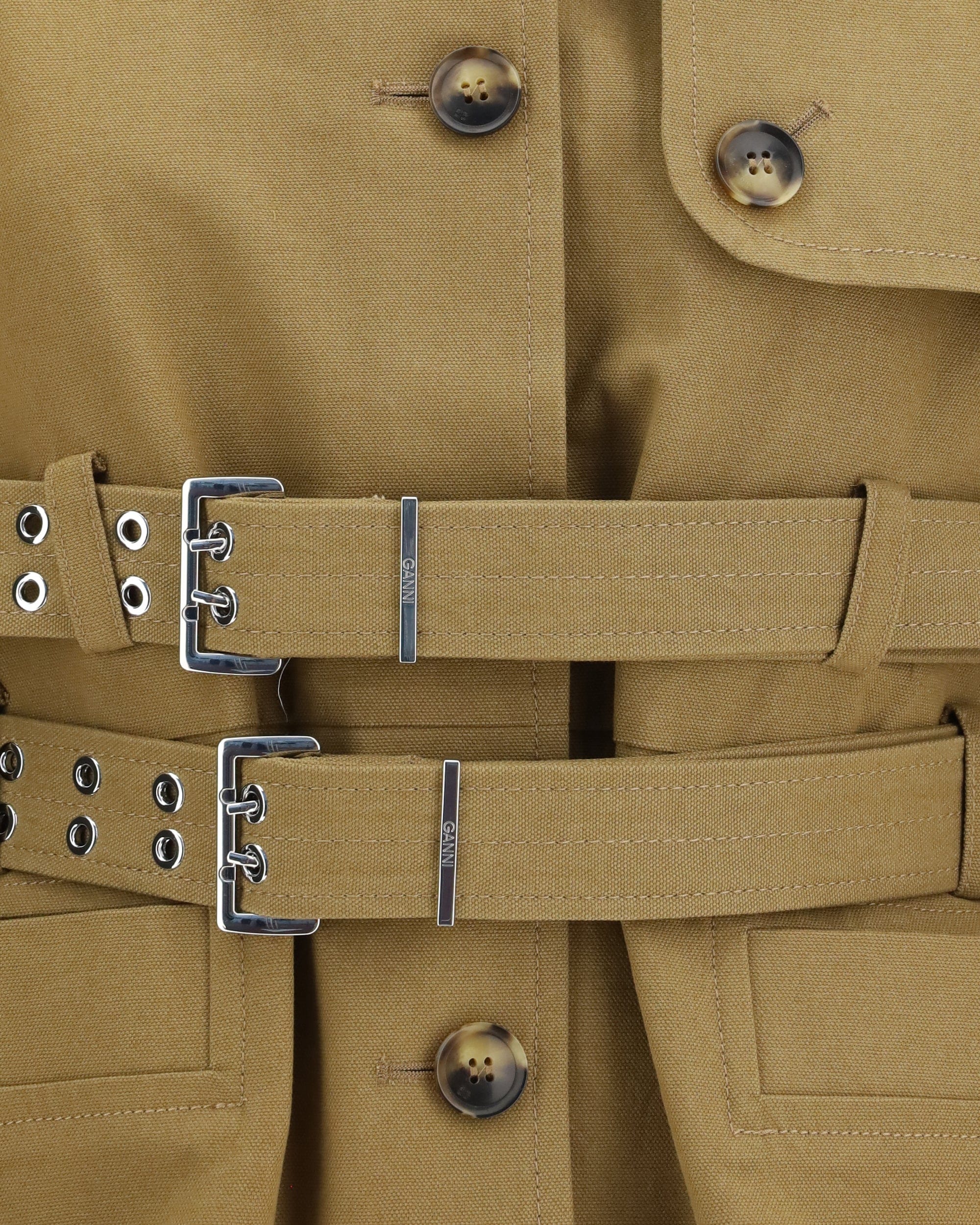 Ganni Ganni Canvas Jacket With Double Belt