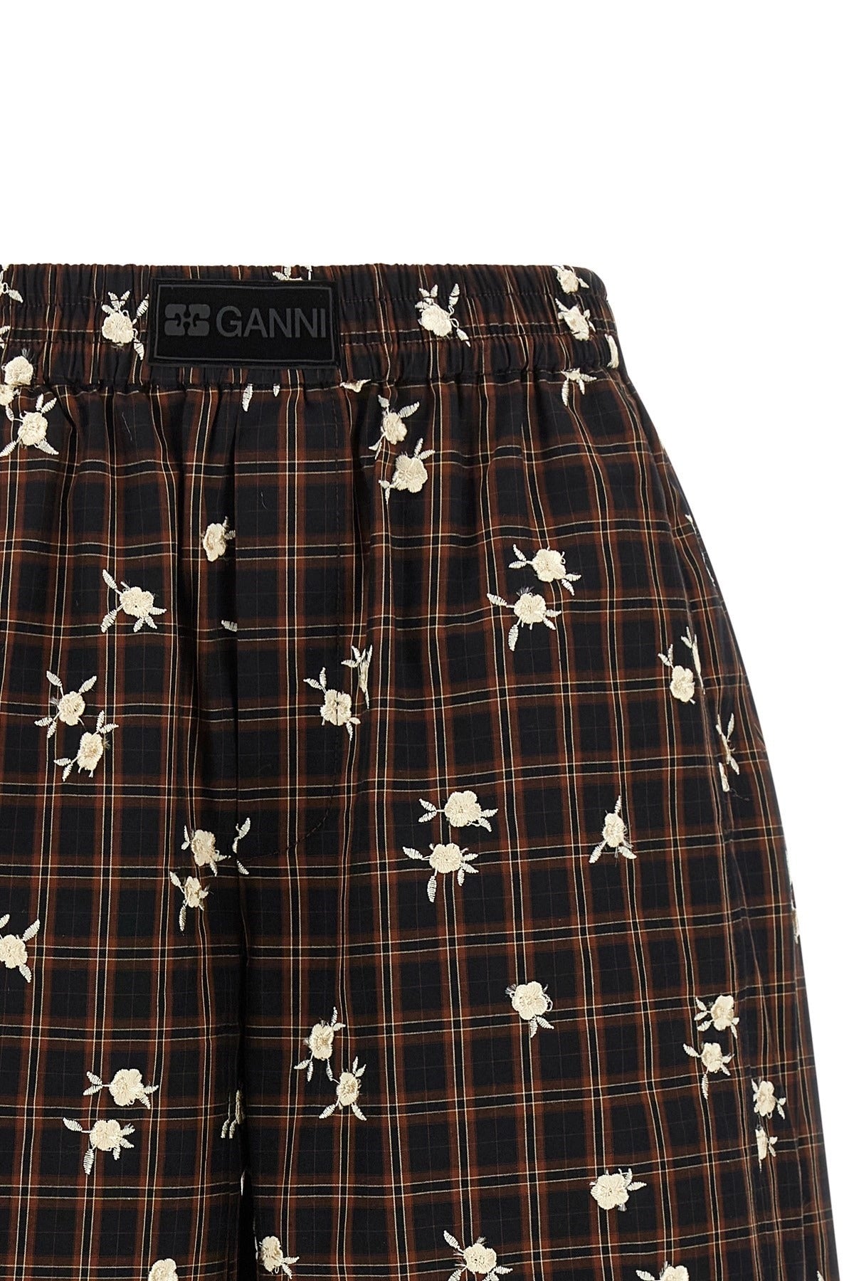 Ganni Check Flower Bermuda Shorts | Sendegaro
