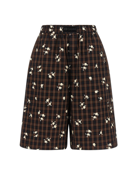 Ganni Check Flower Bermuda Shorts | Sendegaro CH