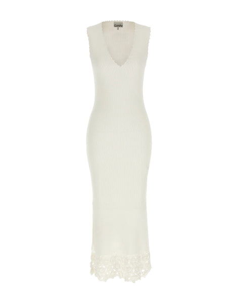 Ganni Women's Cotton Crochet Dress – White – XS