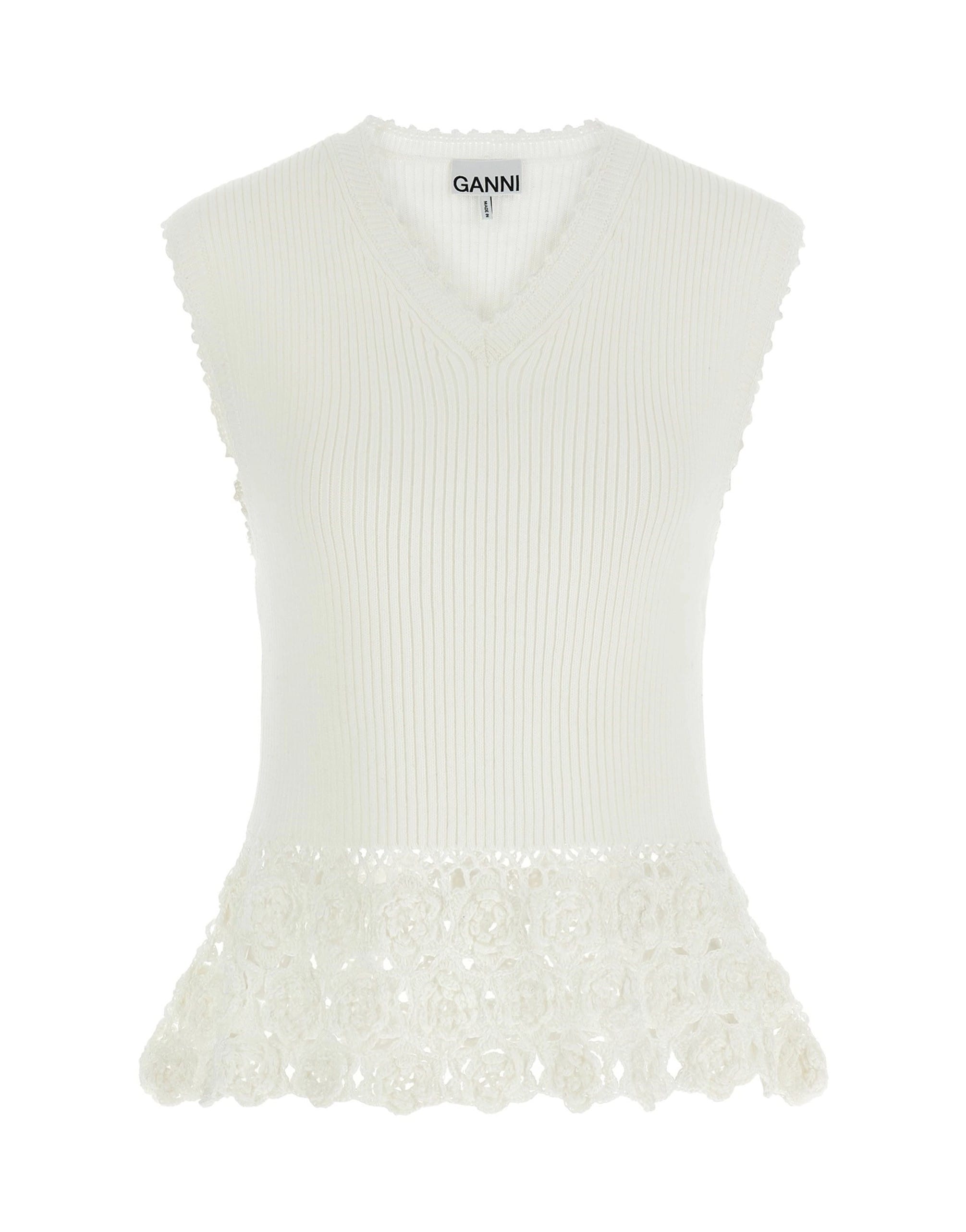 Ganni Ganni Cotton Crochet Vest