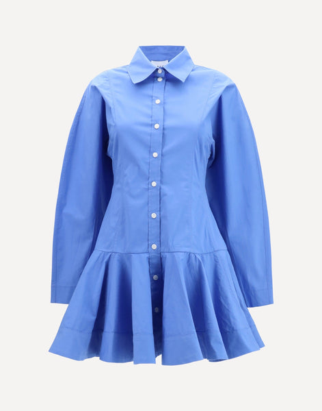 Ganni Cotton Shirt Dress With Balloon Skirt