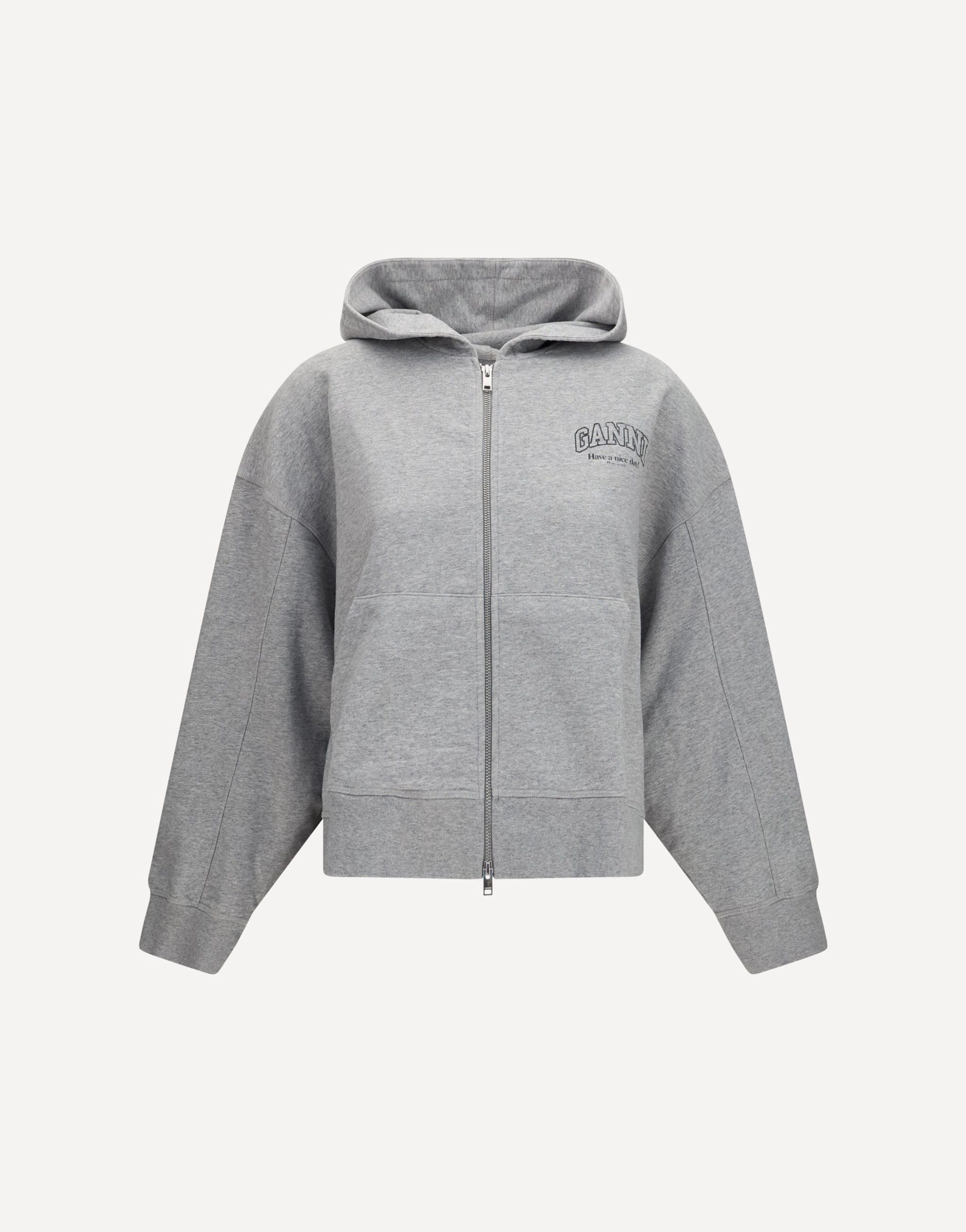 Ganni Ganni Cotton Zip-Up Hoodie
