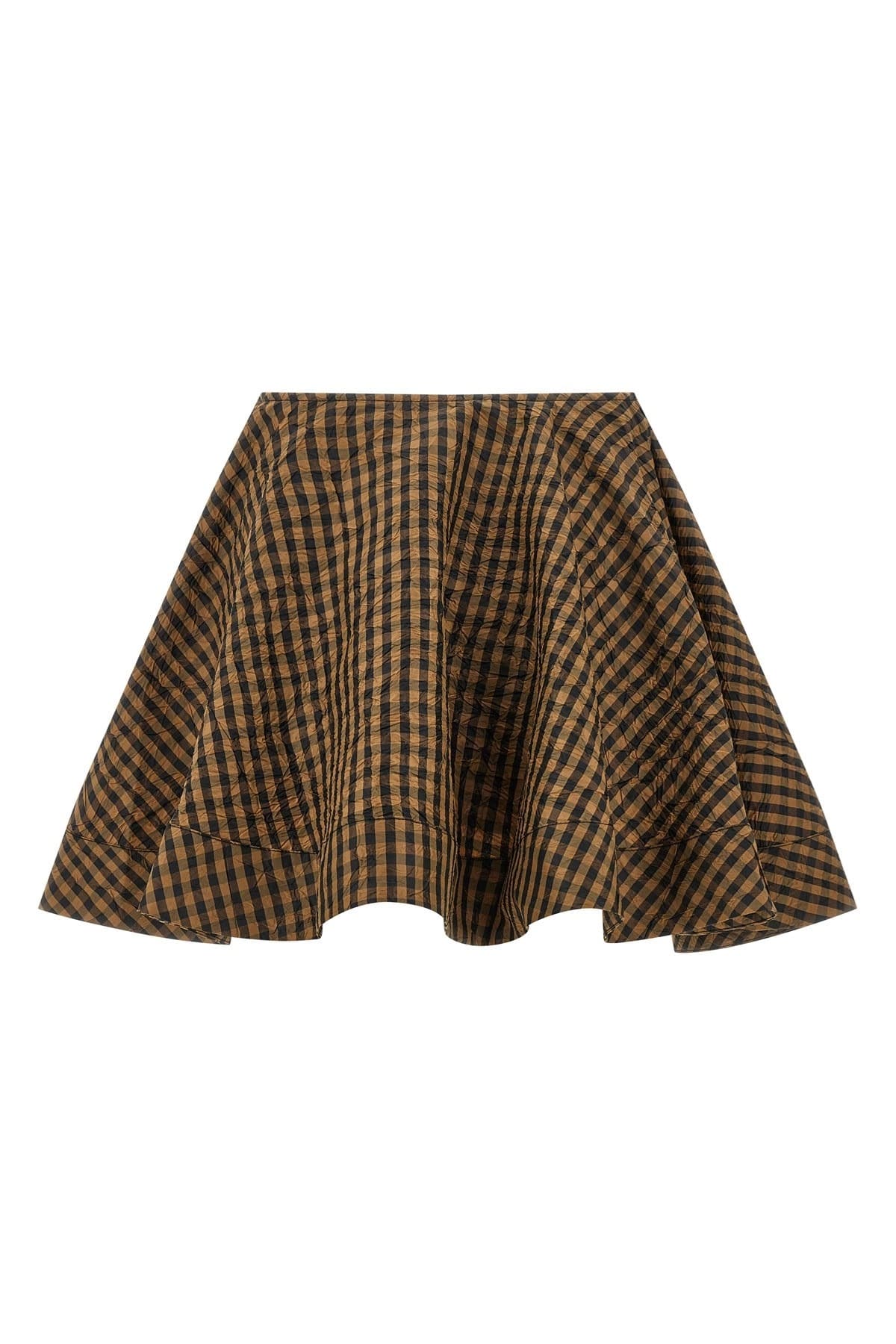 Ganni Ganni Crinckled Taffetà Check Skirt