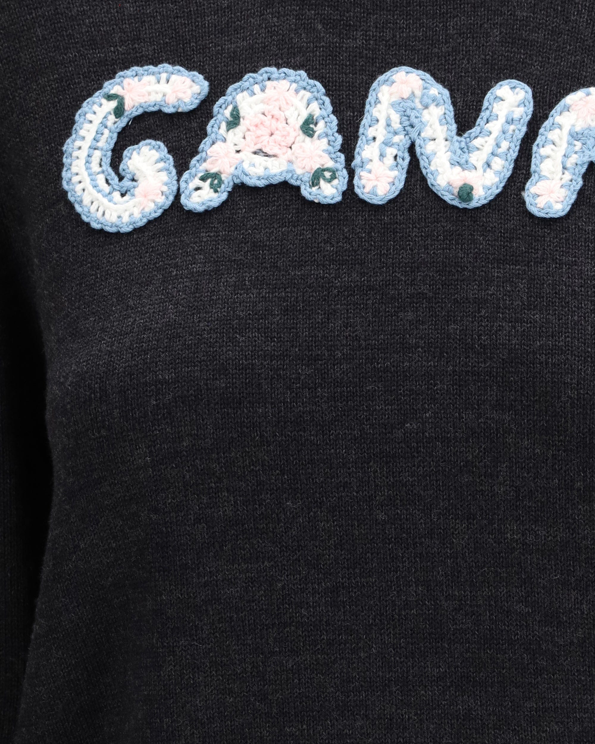 Ganni Crochet Appliqué Merino Sweater