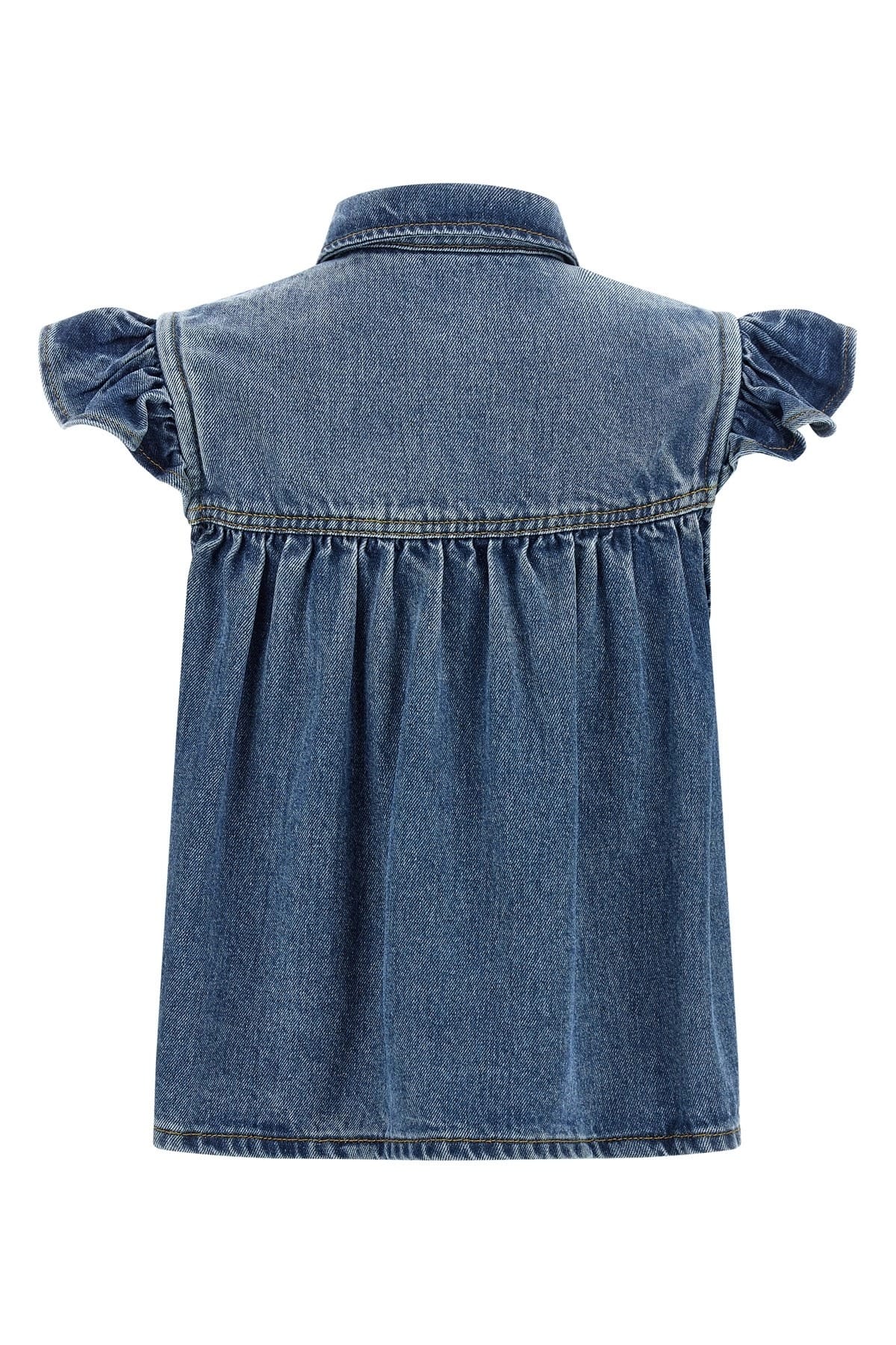 Ganni Minikleider aus Denim mit Rüschenoberteil