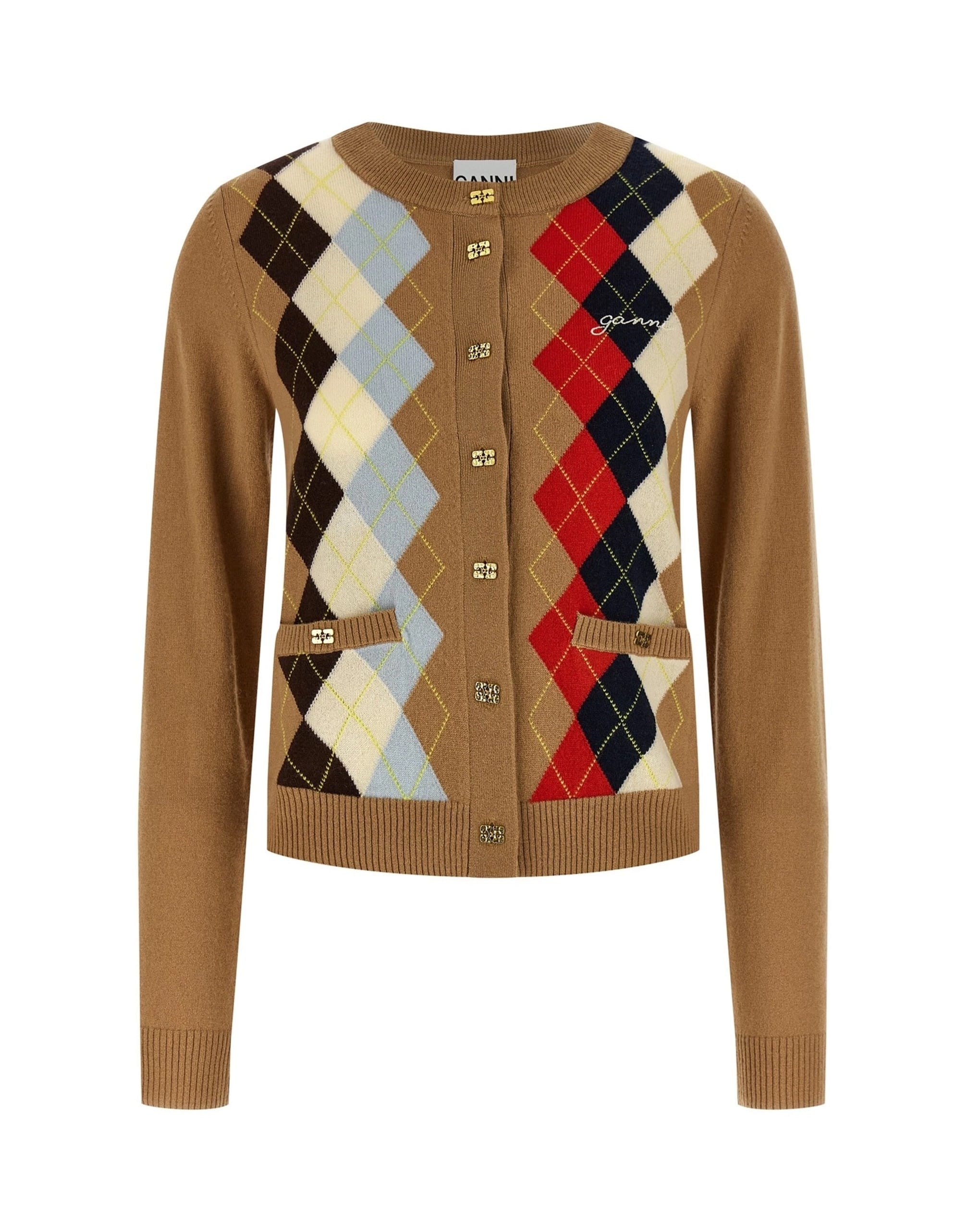 Ganni Ganni Diamond-Pattern Cardigan