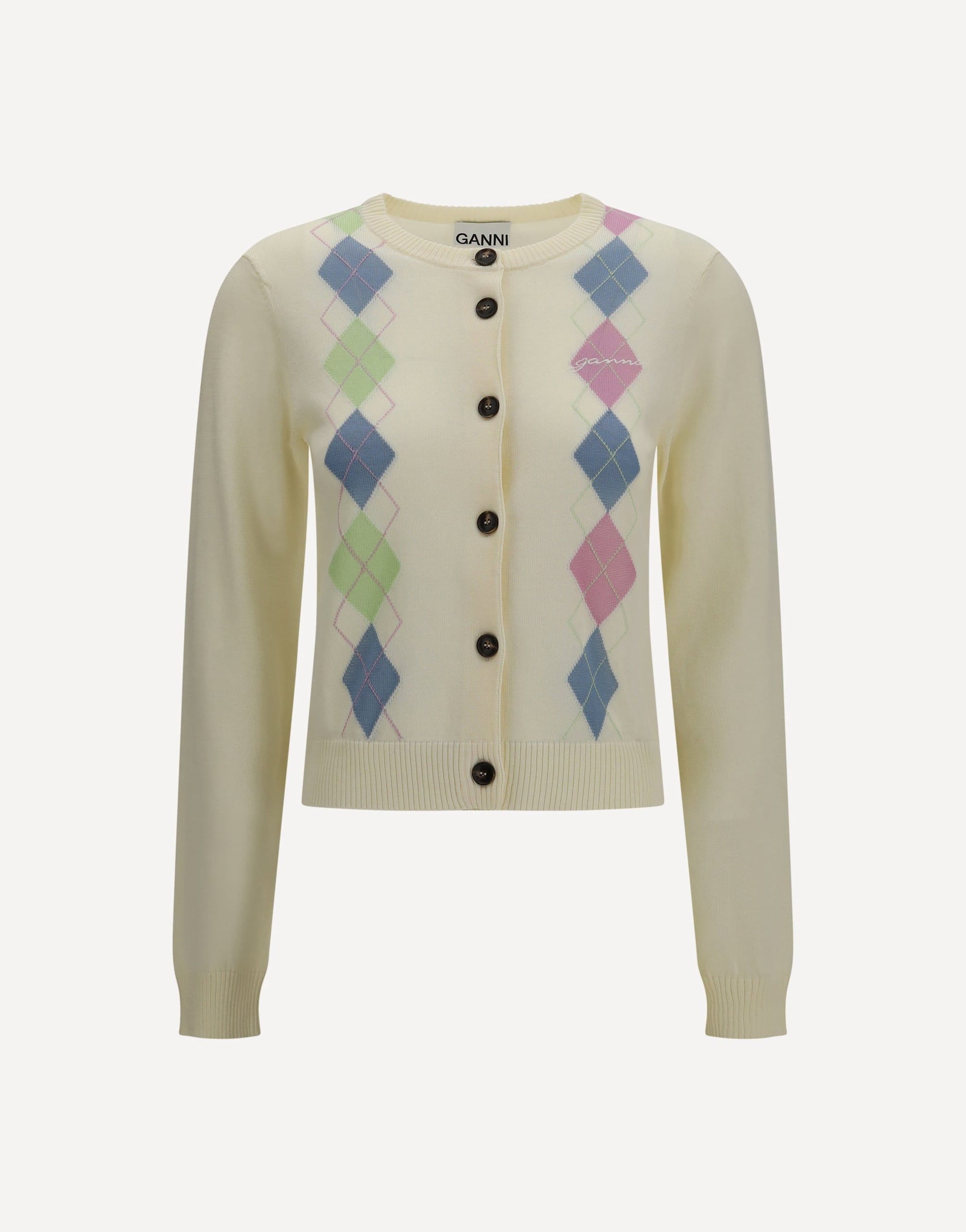 Ganni Ganni Diamond-Pattern Cardigan