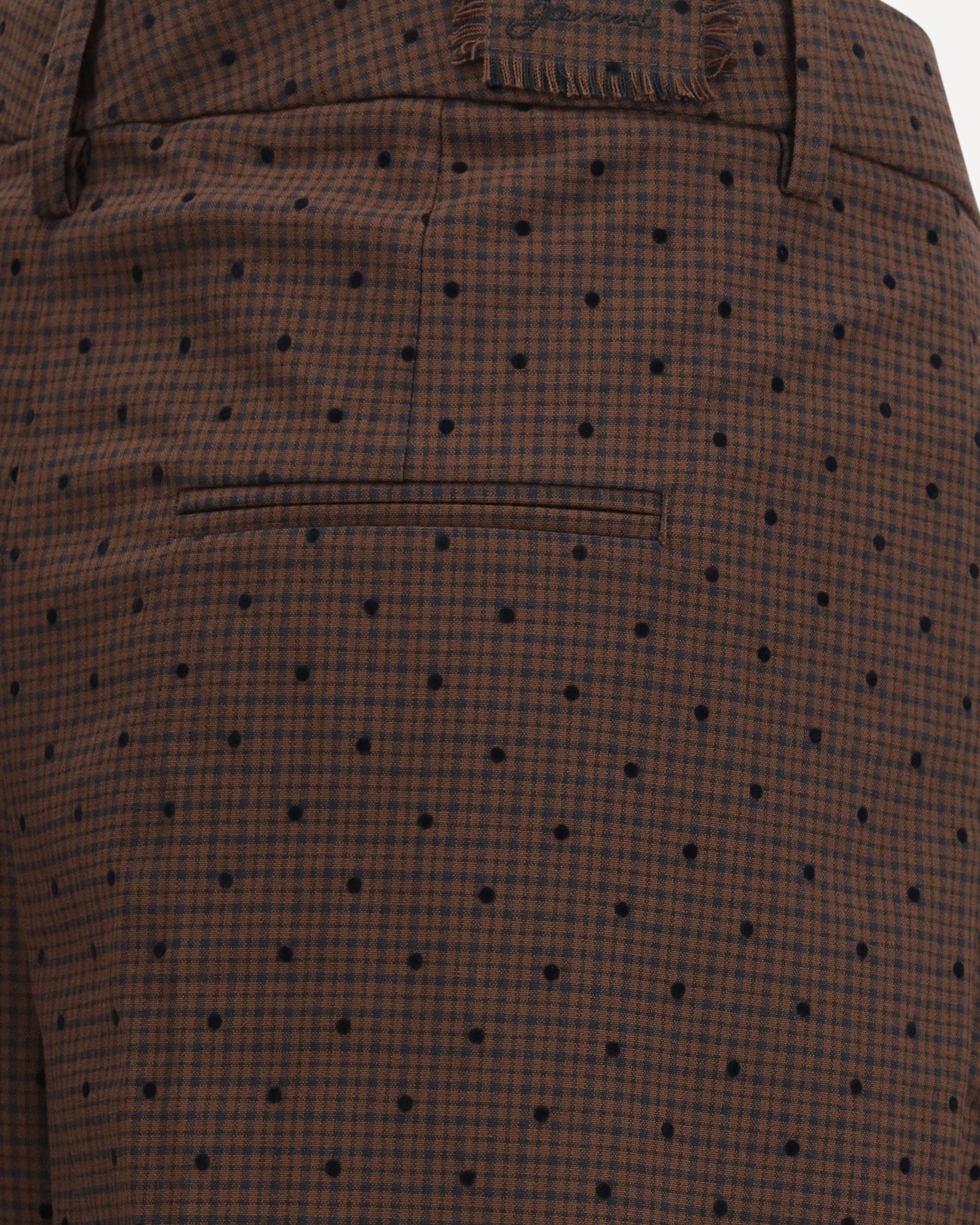Ganni Flocked Plaid Crossover Pants