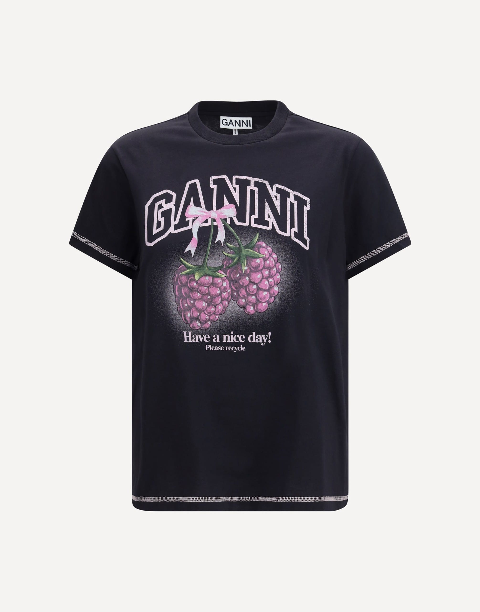Ganni Graphic T-Shirt With Raspberry Print