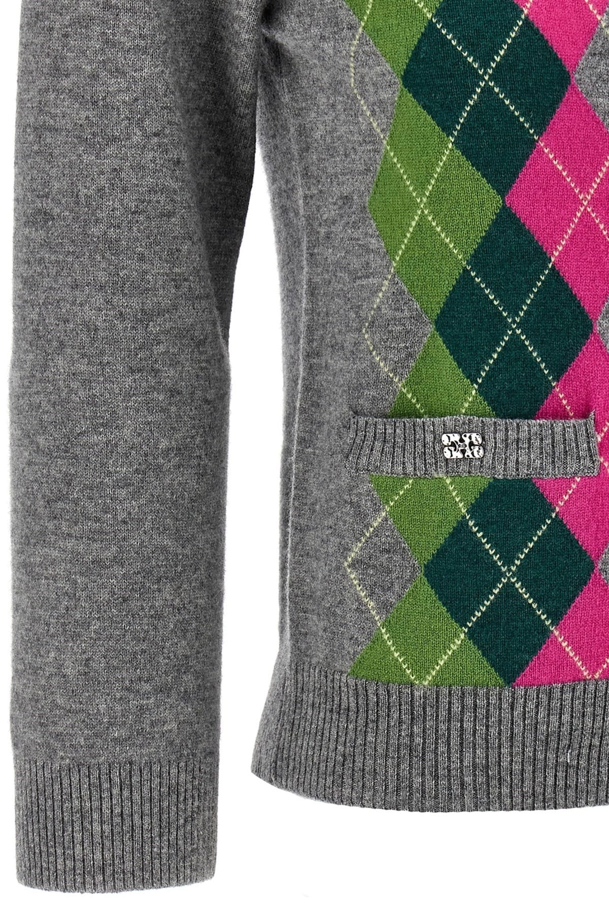 Ganni Ganni Grey Check Cardigan