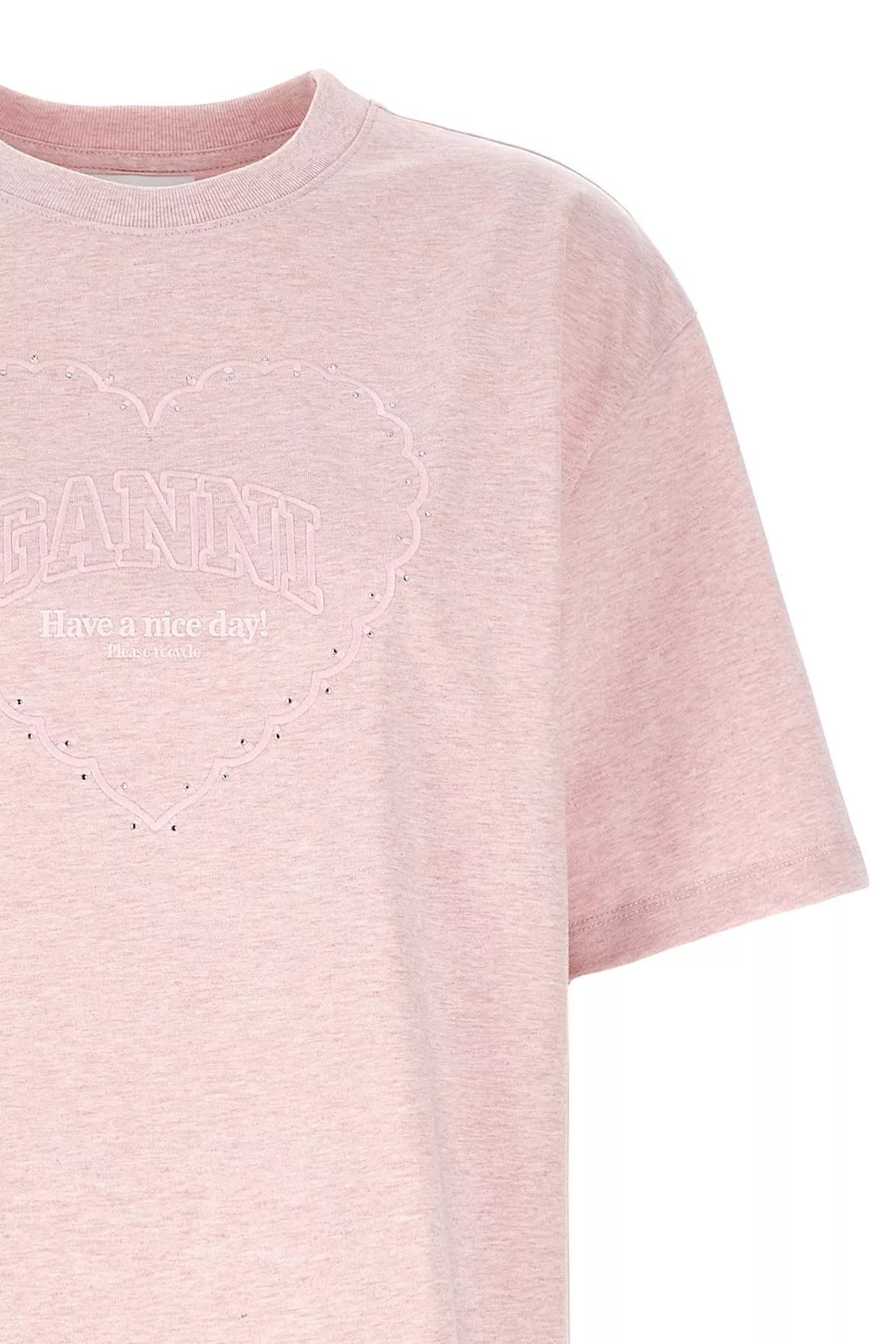 Ganni Ganni Heart Embroidered T-Shirt