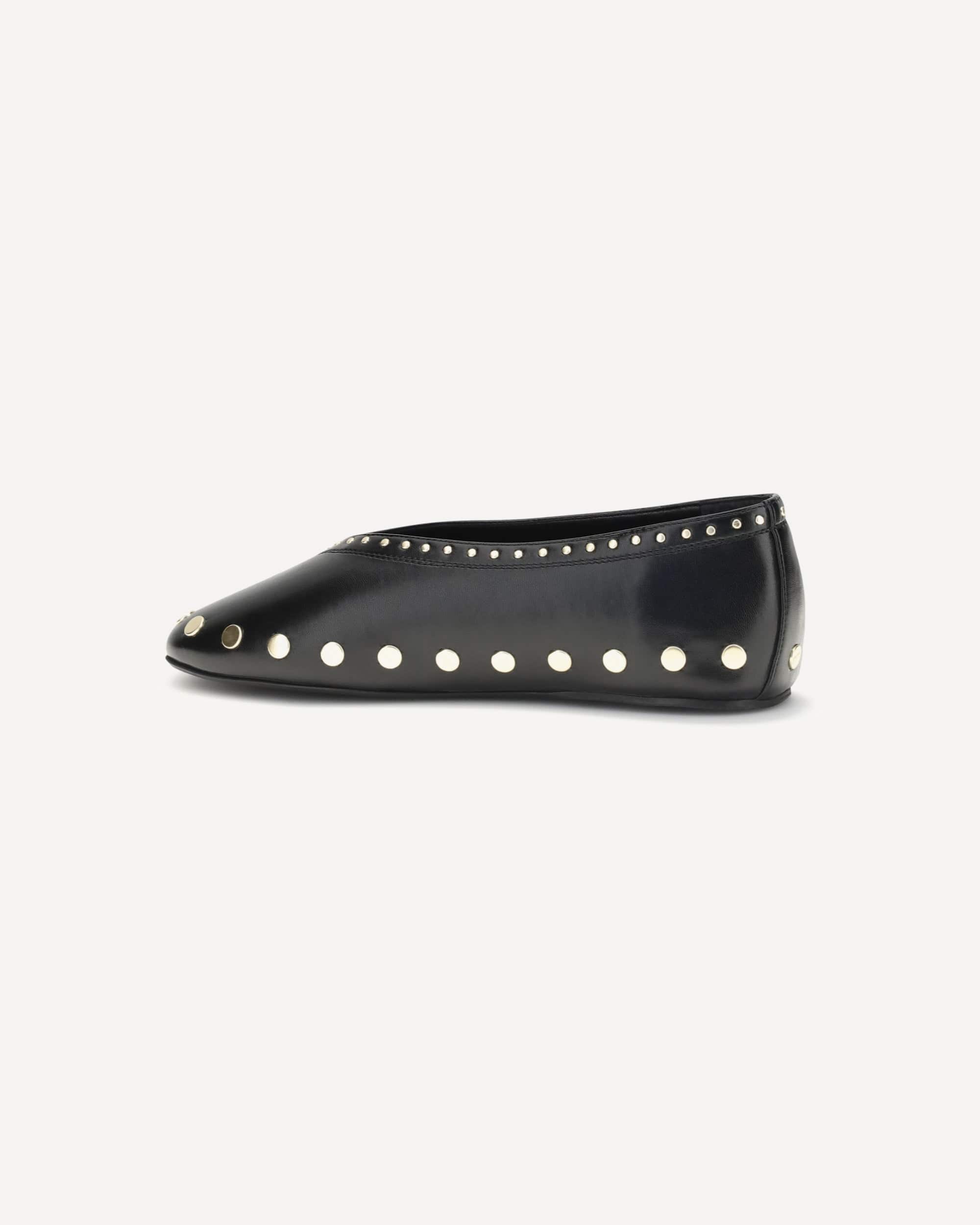 Ganni Jenny Ballerinas Gold-Tone Stud Trim