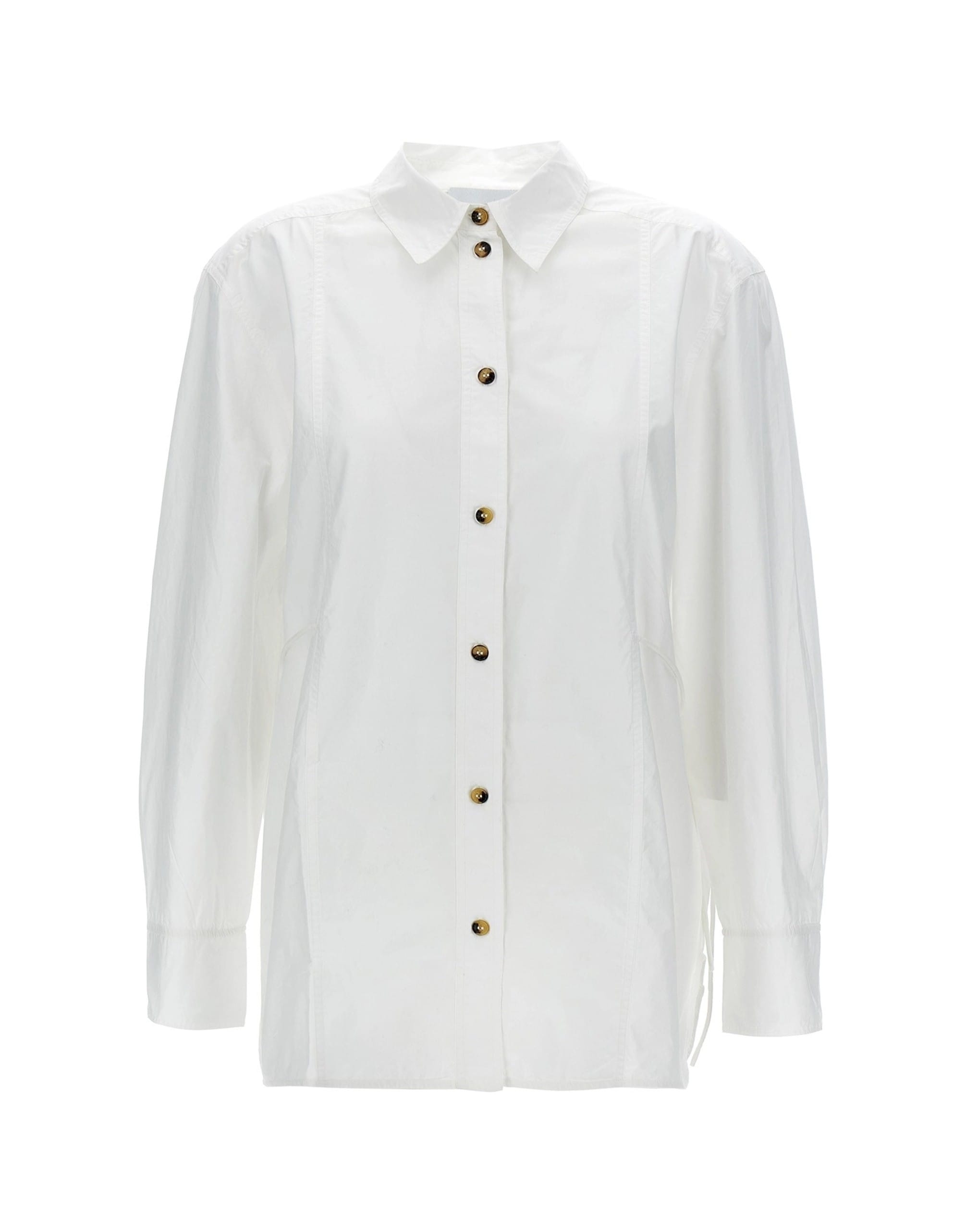 Ganni Ganni Lace-Up Cotton Poplin Shirt