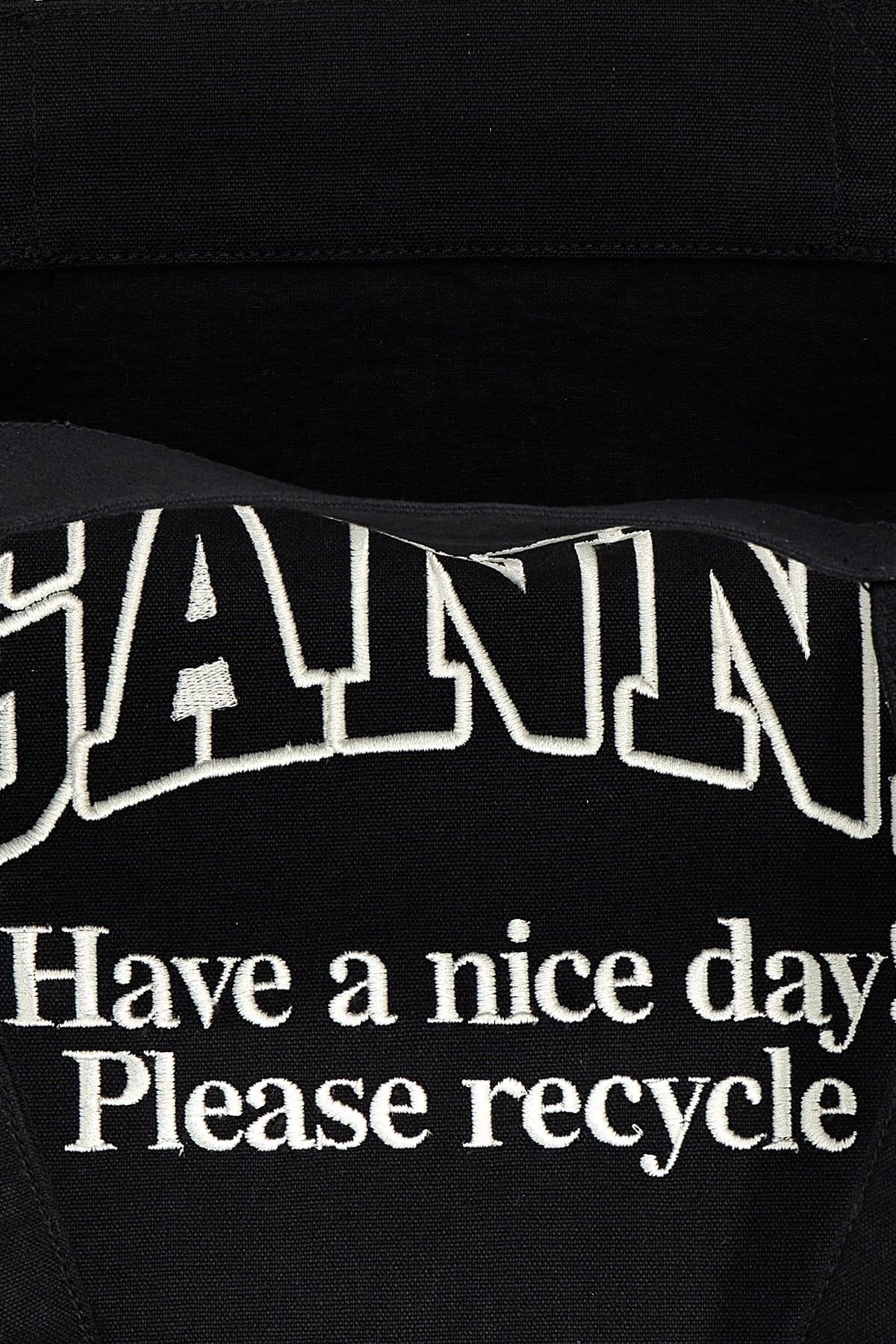 Ganni Ganni Large Easy Shopper Contrasted Logo Shopping Bag