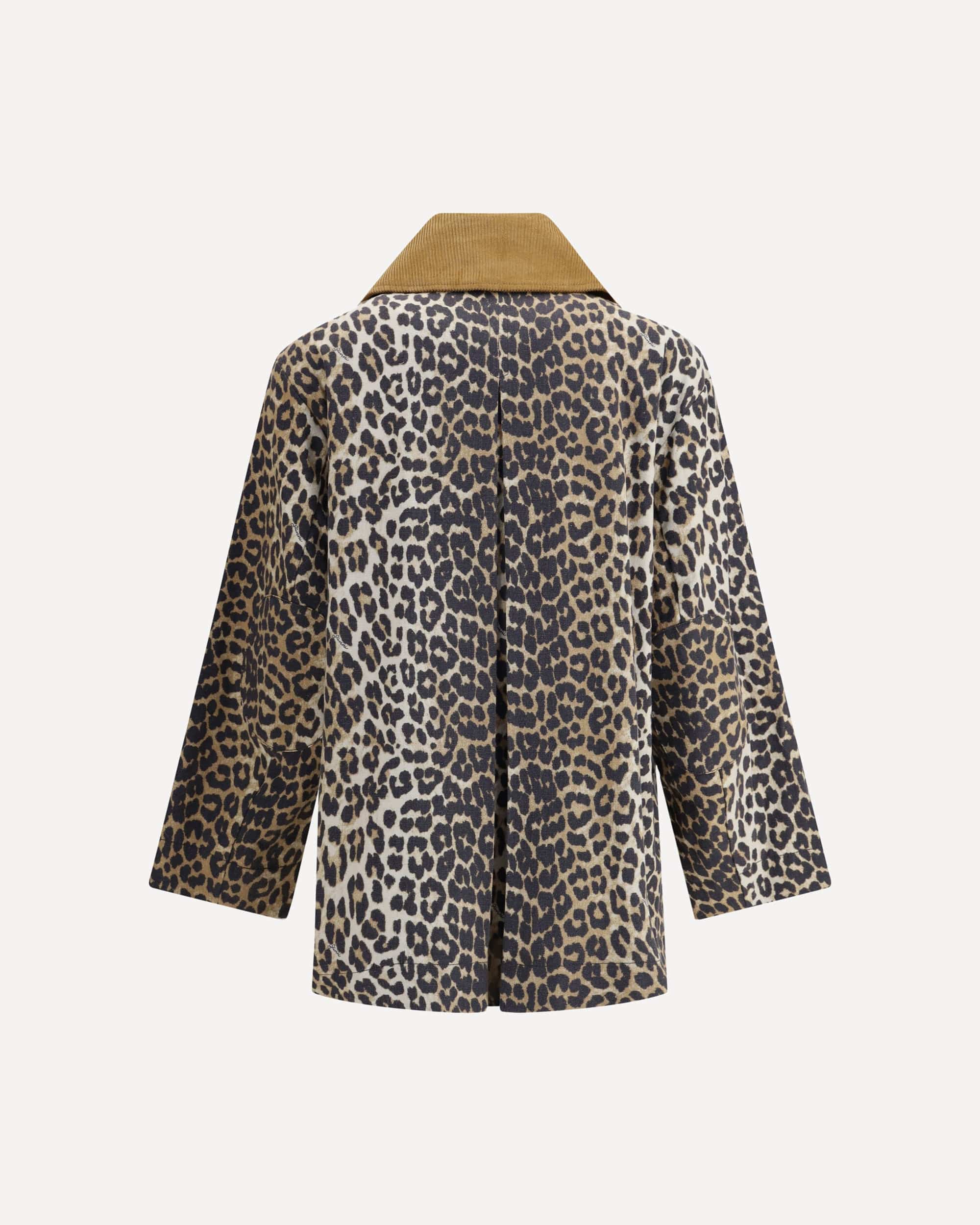 Ganni Leopard Corduroy Collar Jacket