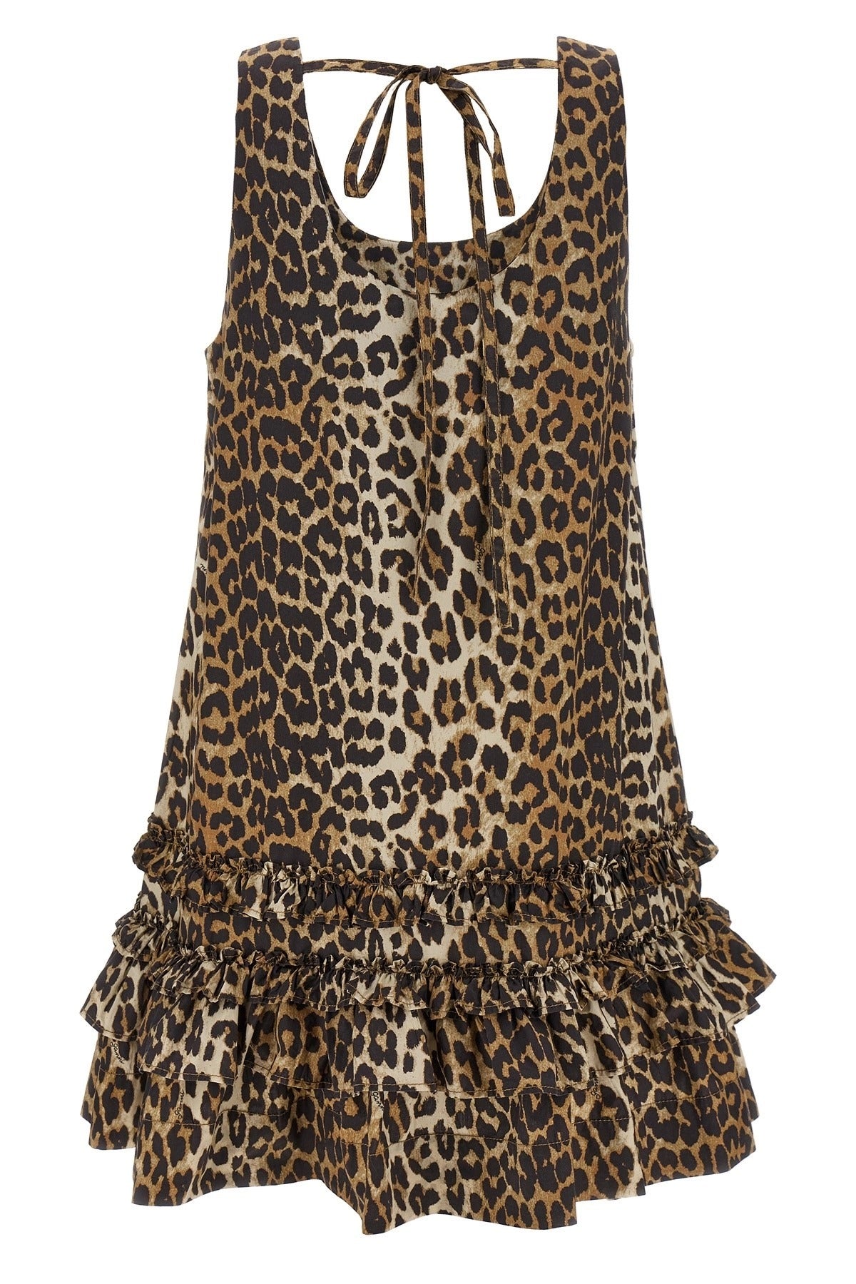 Robe mini en popeline de coton léopard Ganni