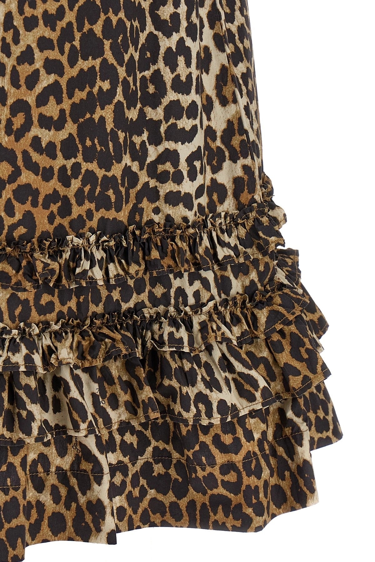 Robe mini en popeline de coton léopard Ganni