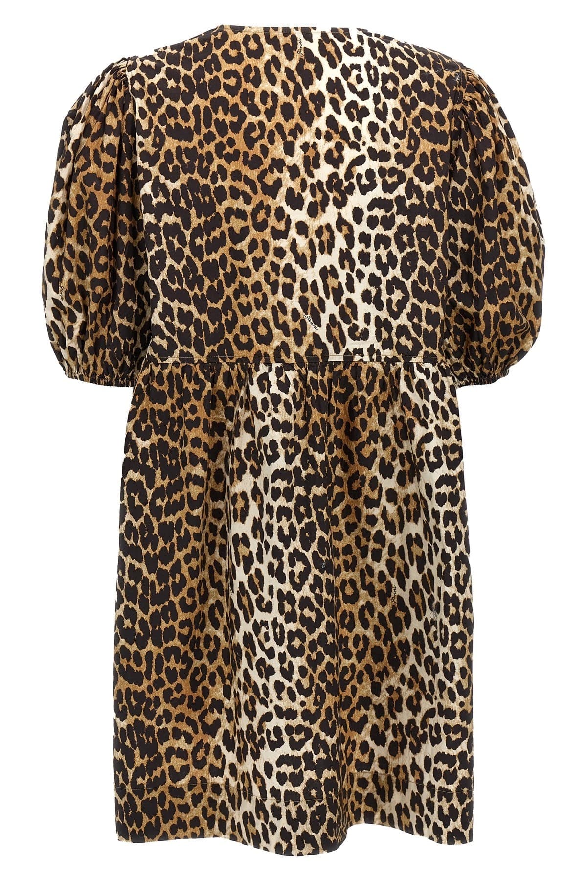 Ganni Ganni Leopard Poplin Knot Dress