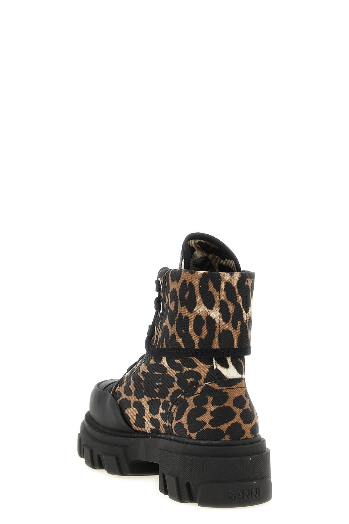 Ganni Ganni Leopard Print Denim Ankle Boots