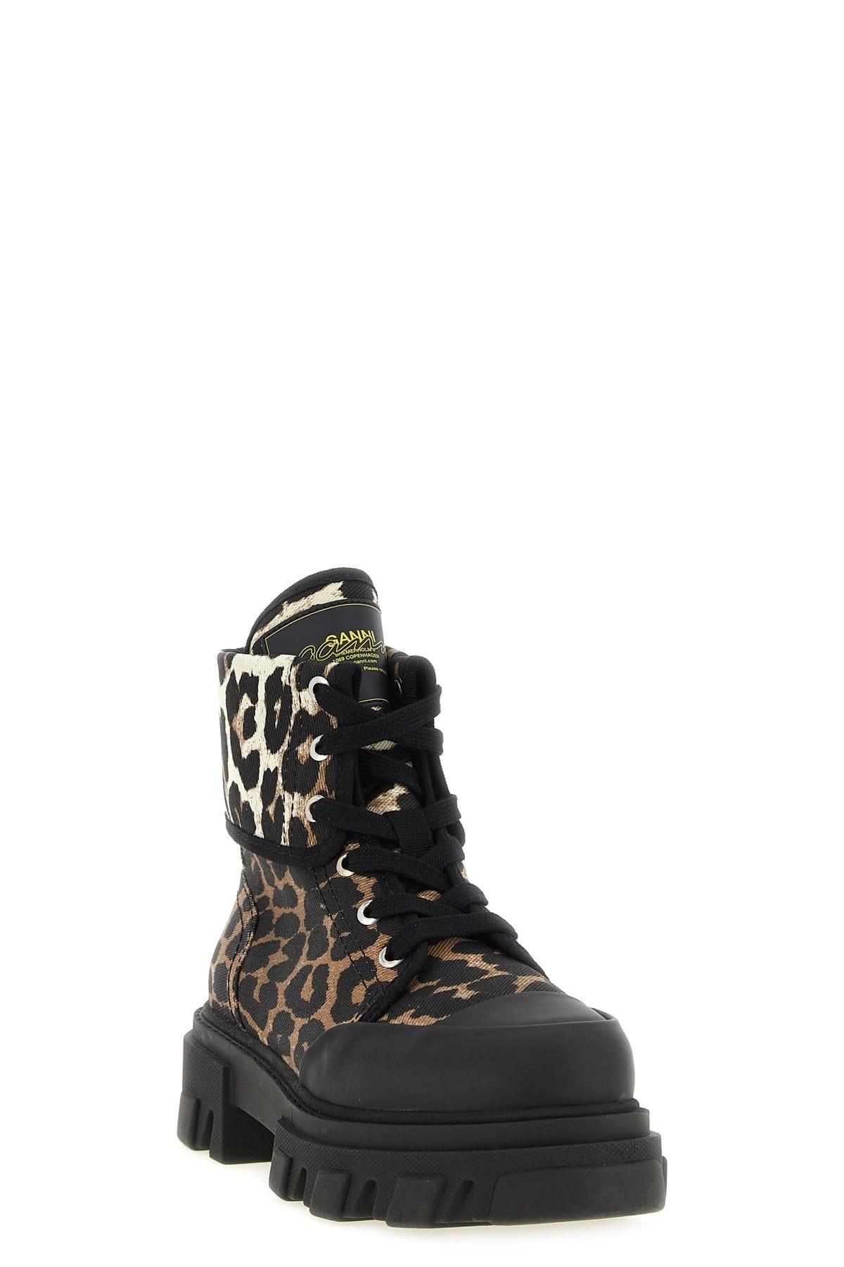 Ganni Leopard Print Denim Ankle Boots - alternate view