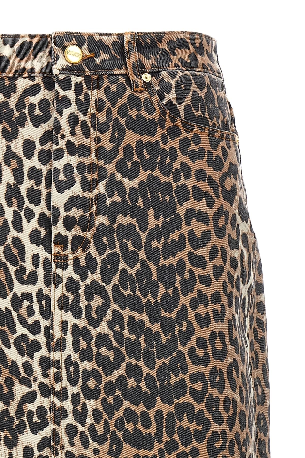 Ganni Ganni Leopard Print Long Skirt