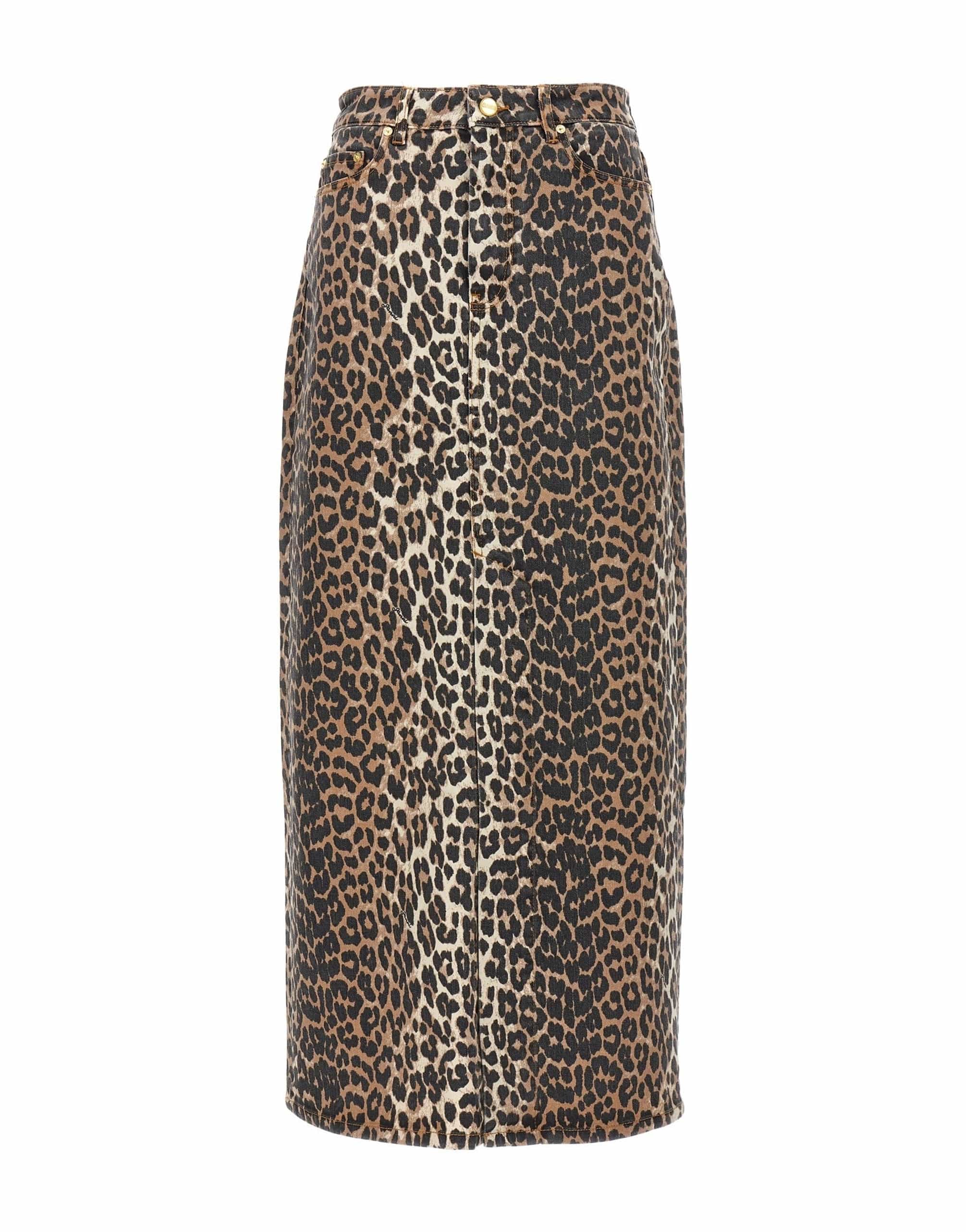 Ganni Ganni Leopard Print Long Skirt
