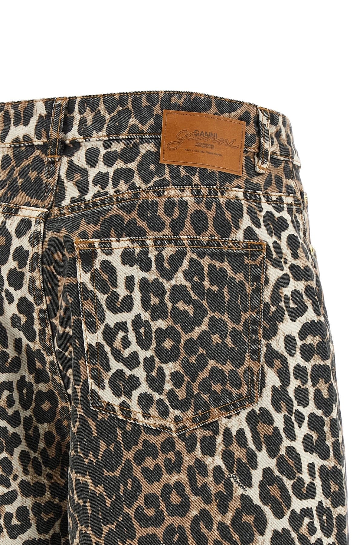 Ganni Leopard Printed Stary Jeans