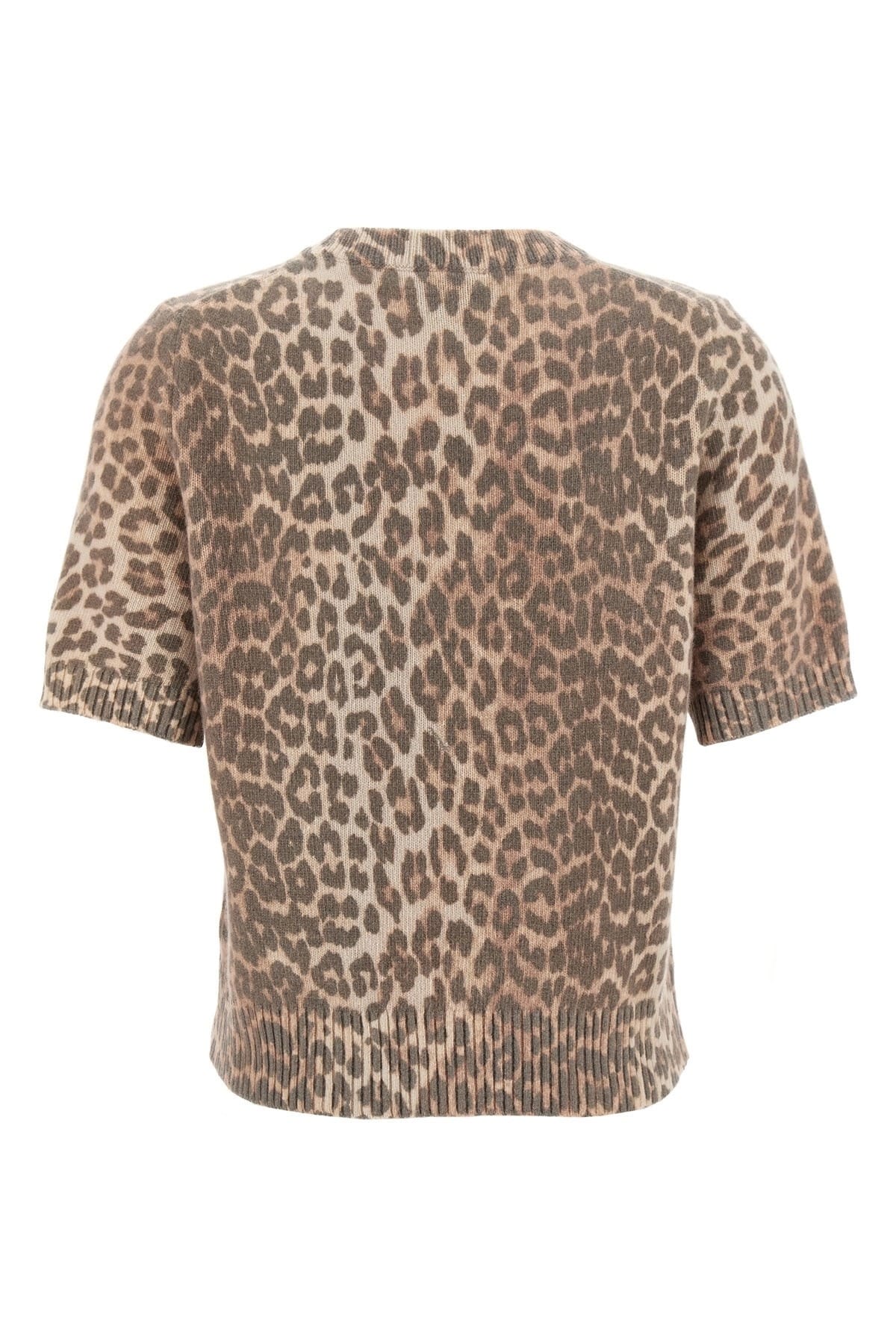 Ganni Ganni Leopard Wool Mix T-Shirt