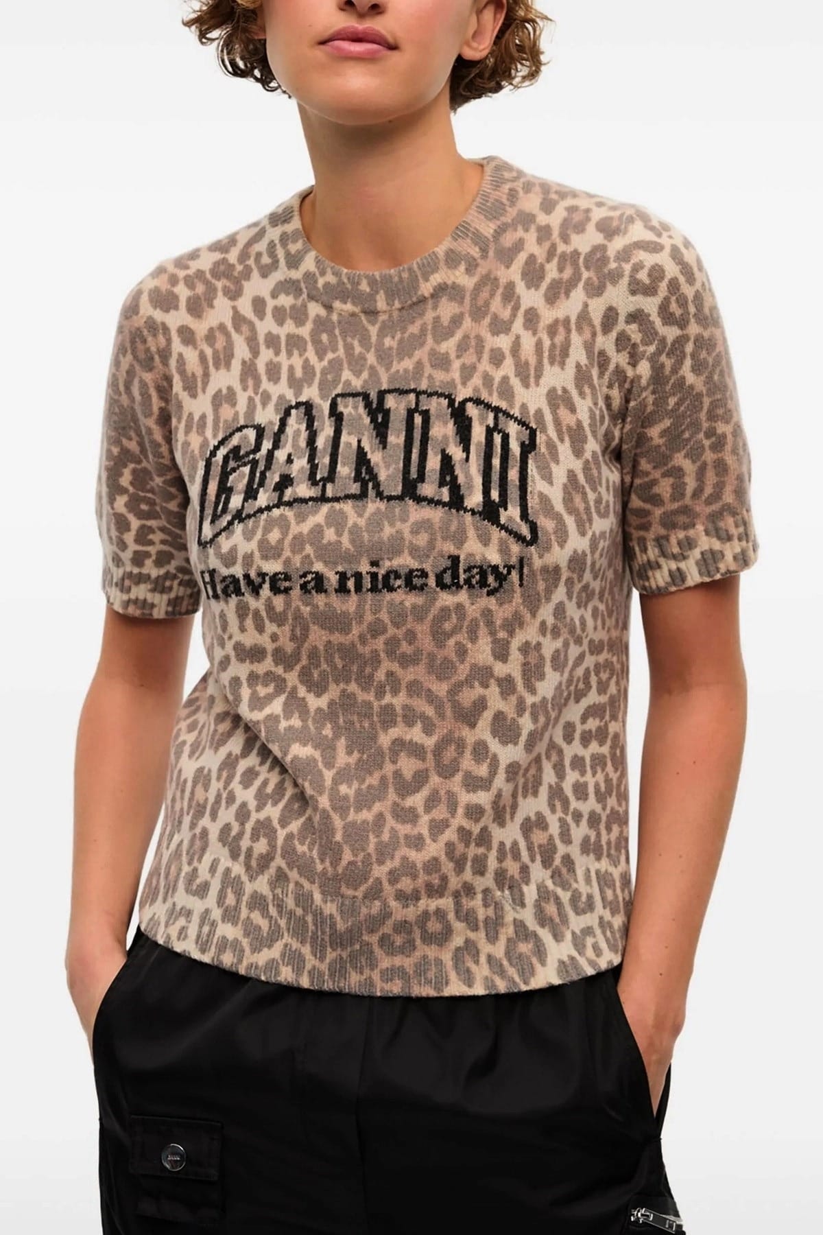 Ganni Leopard wolmix T-shirt - alternate view