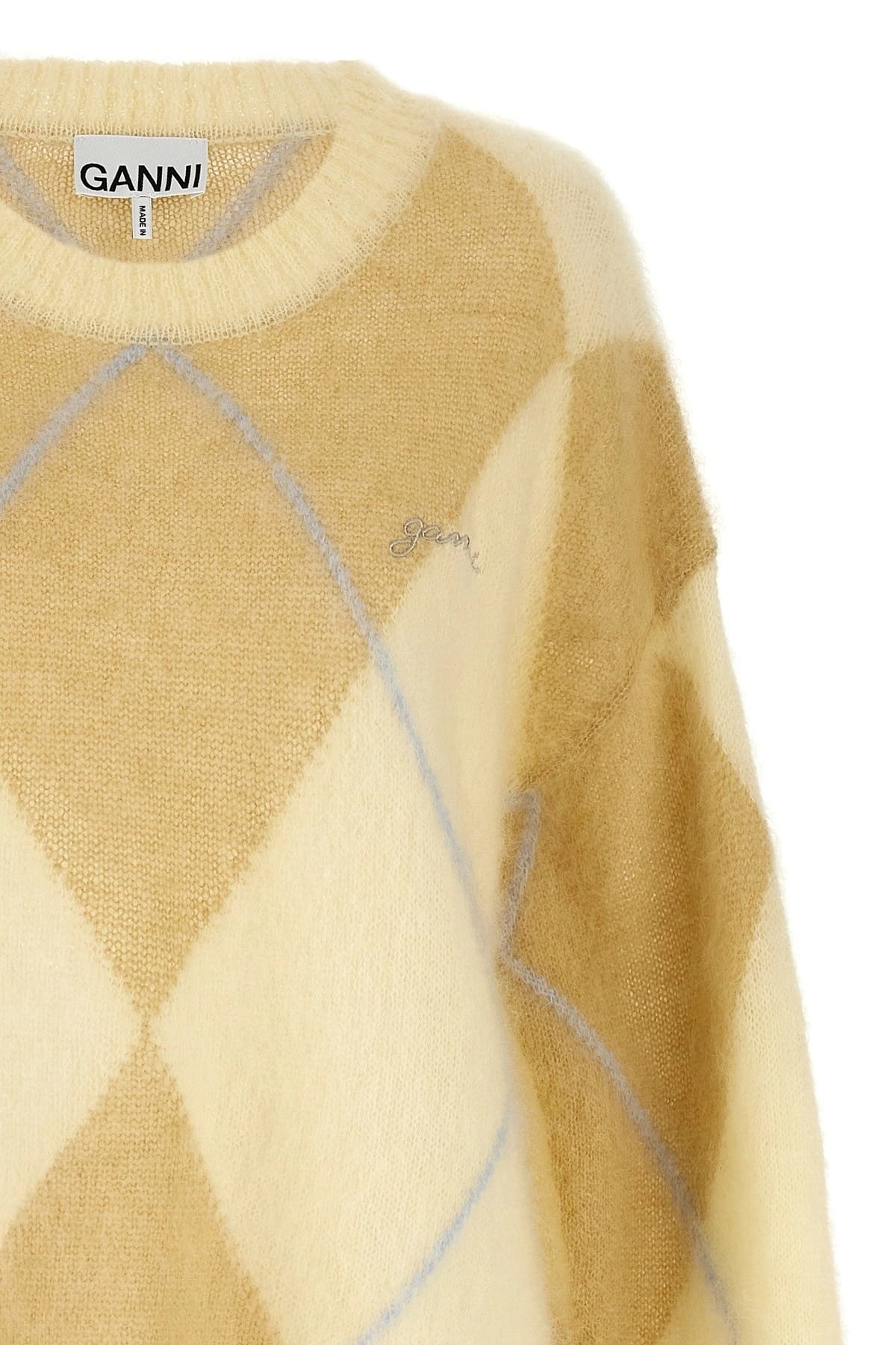Ganni Ganni Logo Embroidery Diamond Sweater