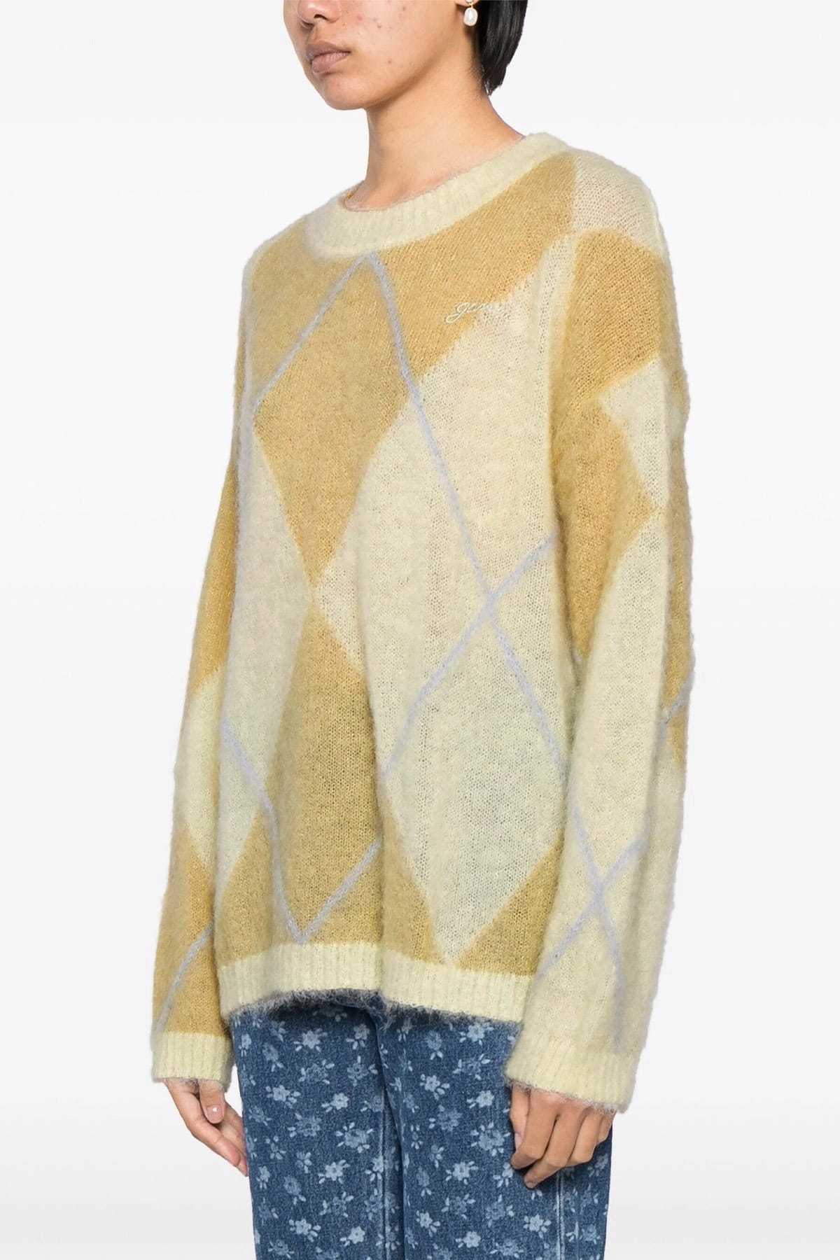 Ganni Ganni Logo Embroidery Diamond Sweater