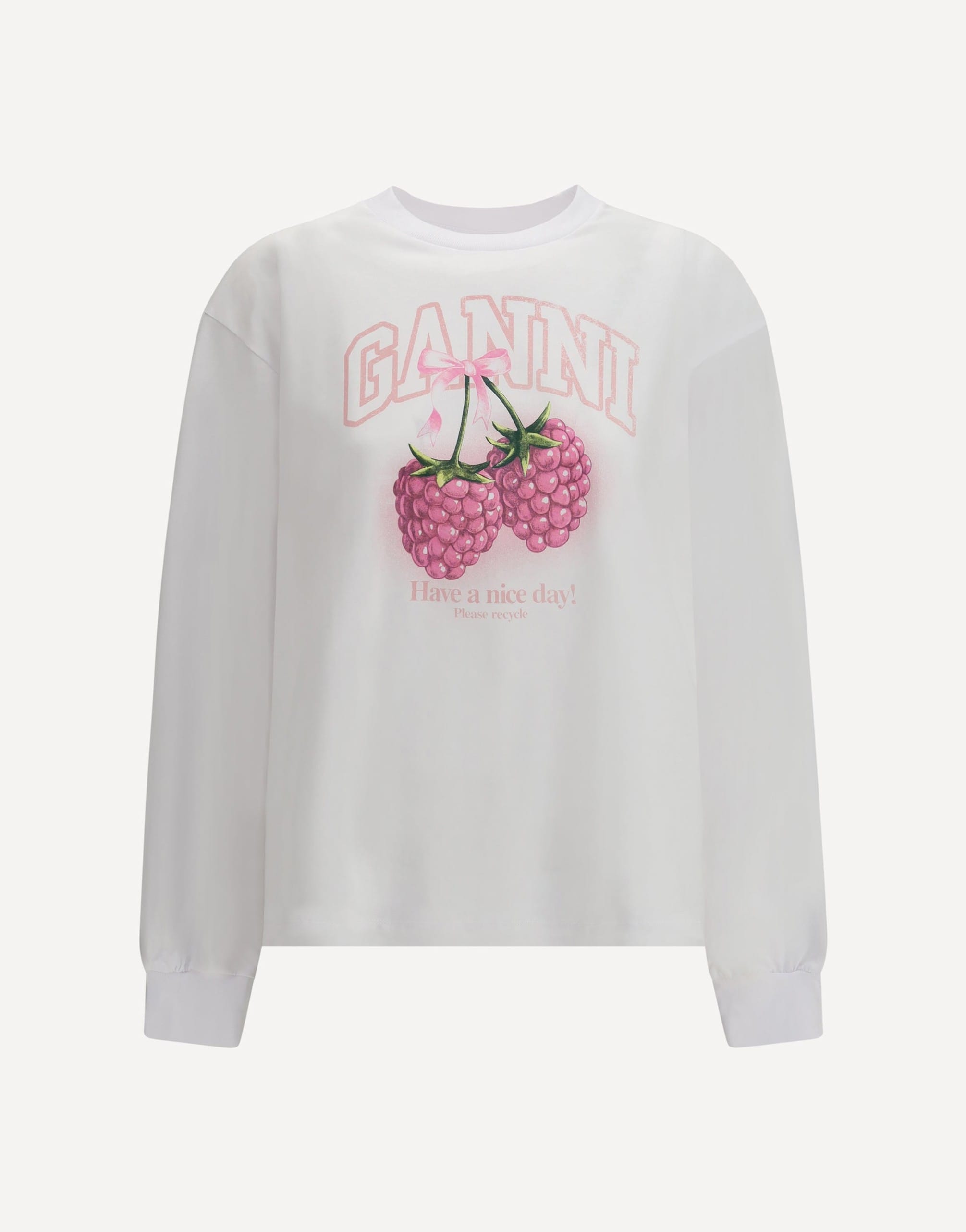Ganni Long-Sleeve Raspberries T-Shirt