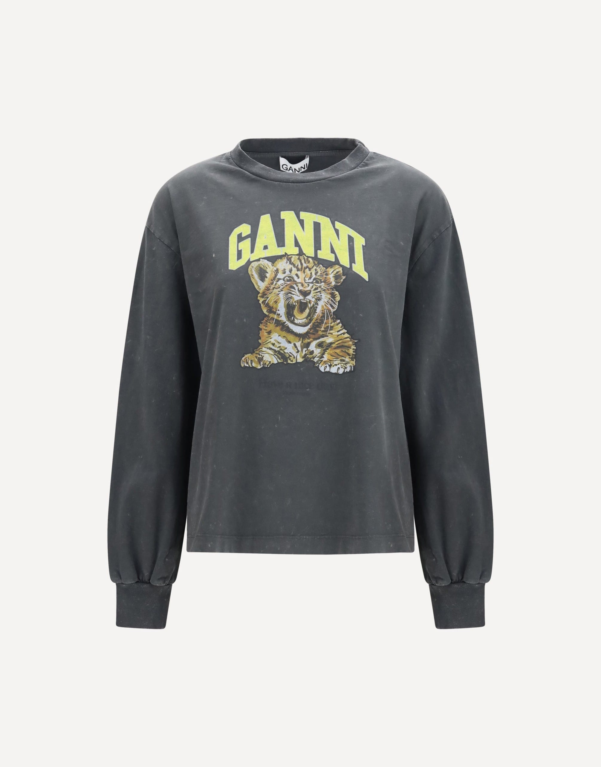Ganni Ganni Long-Sleeve Tiger-Print T-Shirt