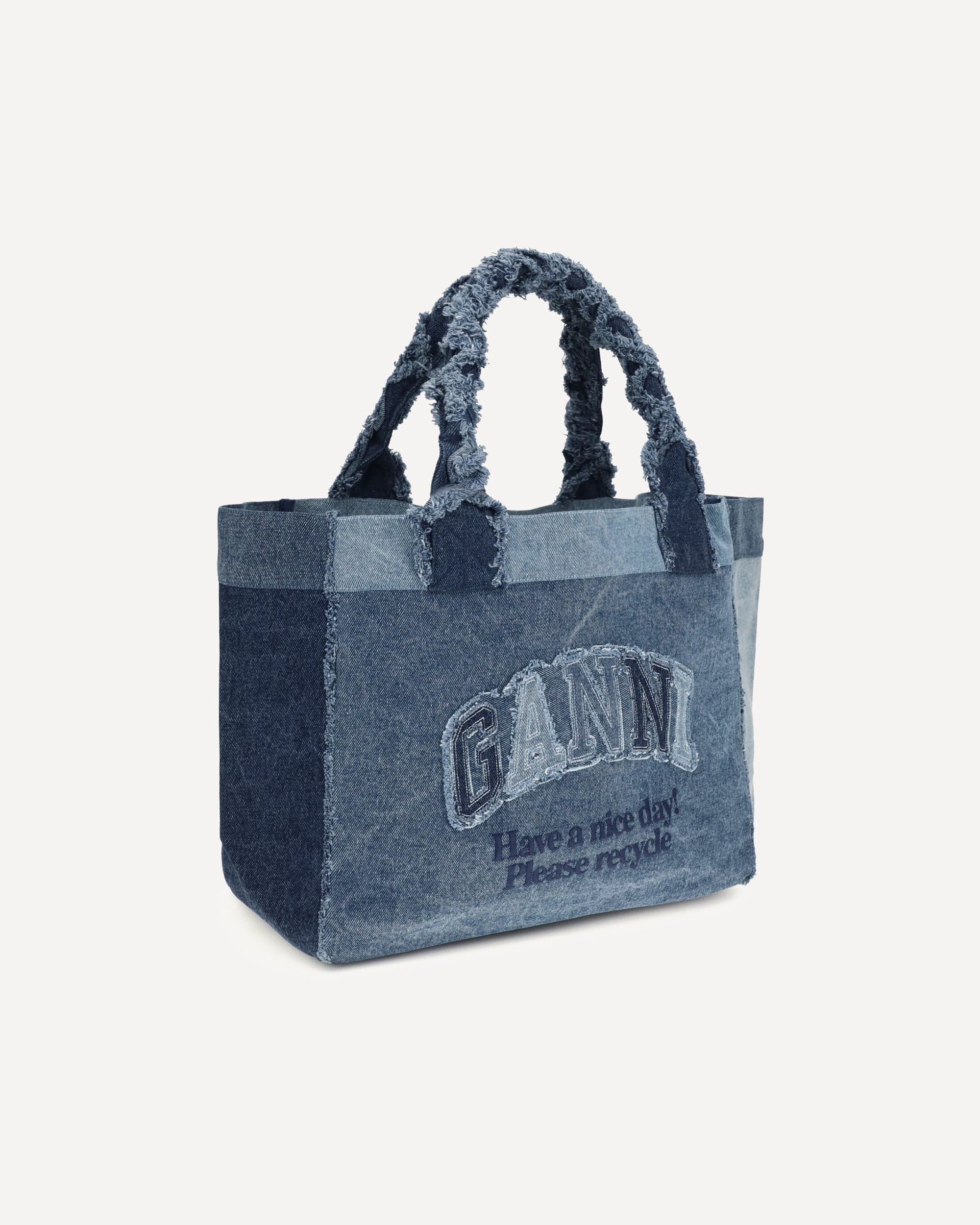 Ganni Medium Trapeze Denim Shopper