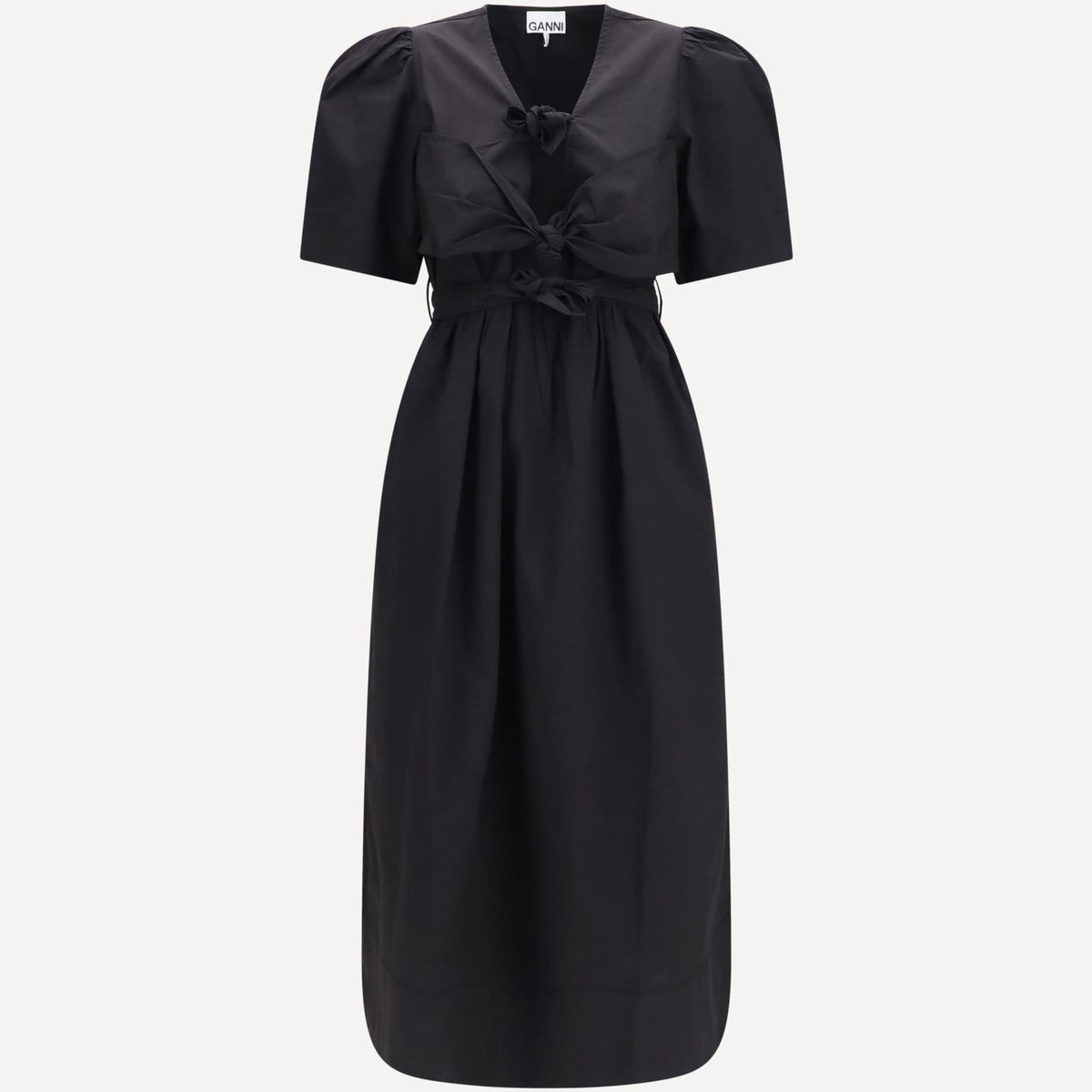 ganni midi dress Ganni Black Cotton Casual Dress - IT38