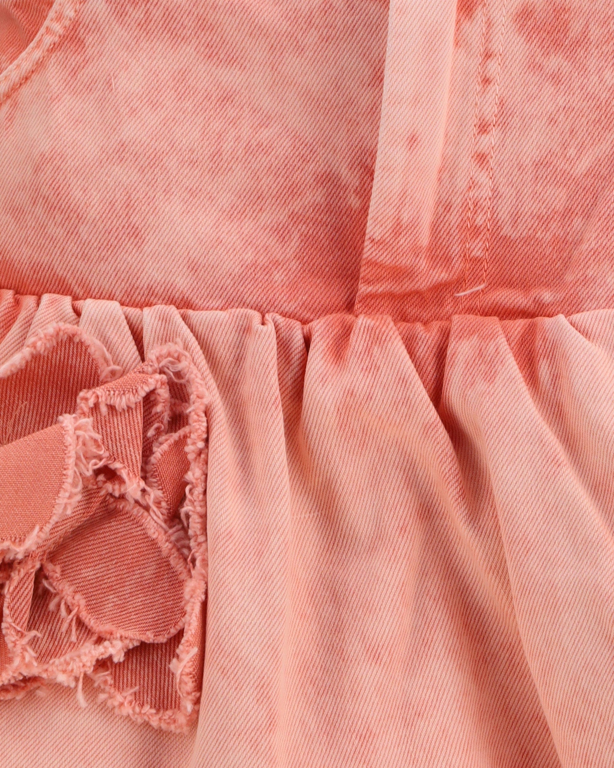Ganni Mini Bubble Denim Skirt Appliqué Roses