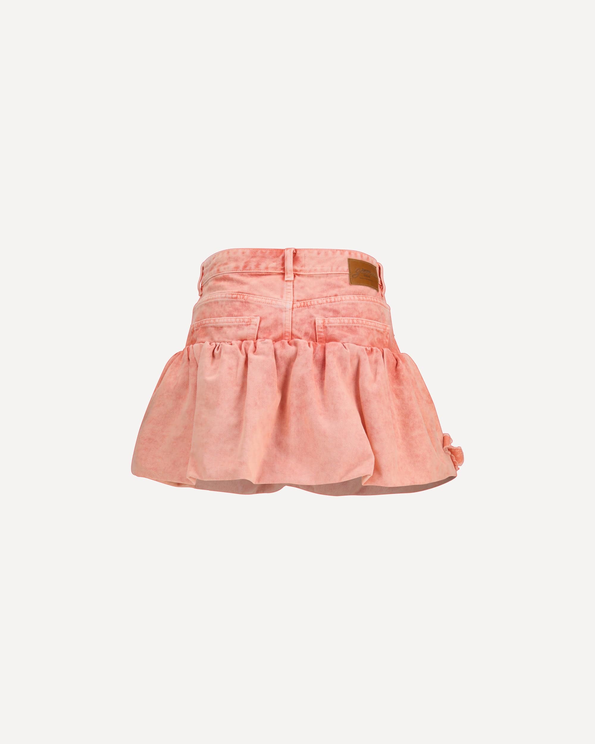 Ganni Mini Bubble Denim Skirt Appliqué Roses - alternate view