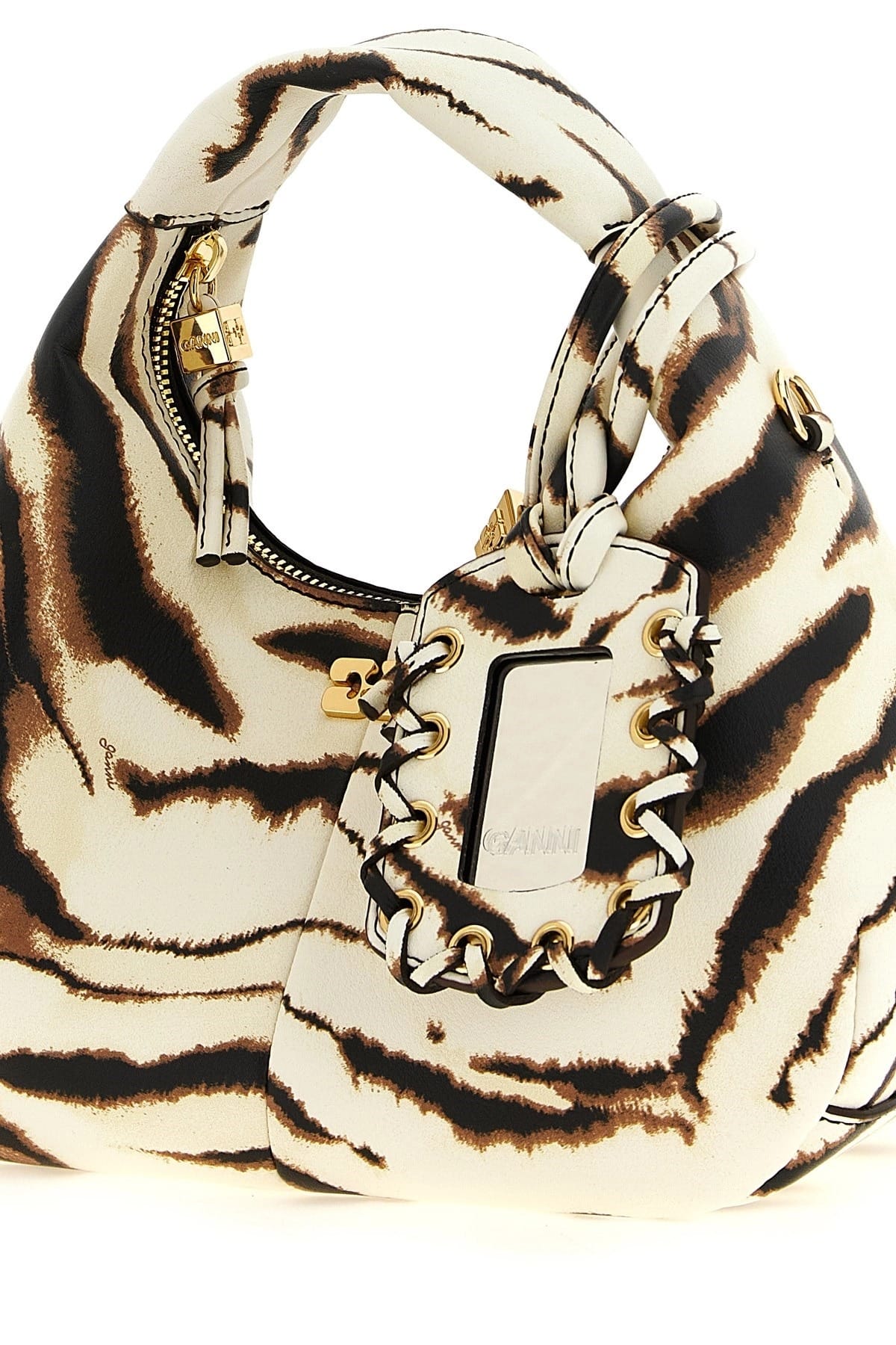 Ganni Ganni Mini Hobo Zebra Handbag