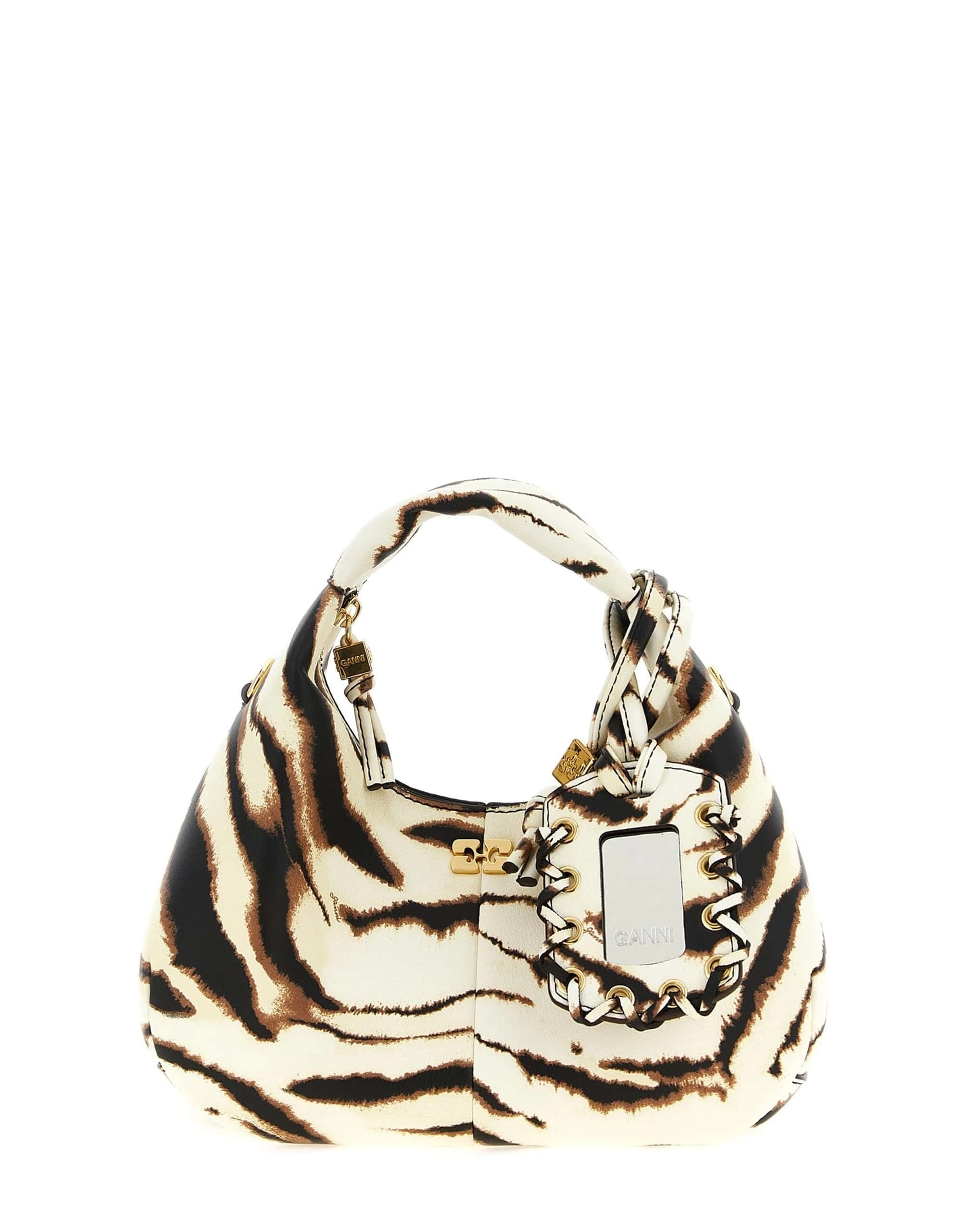 Ganni Ganni Mini Hobo Zebra Handbag