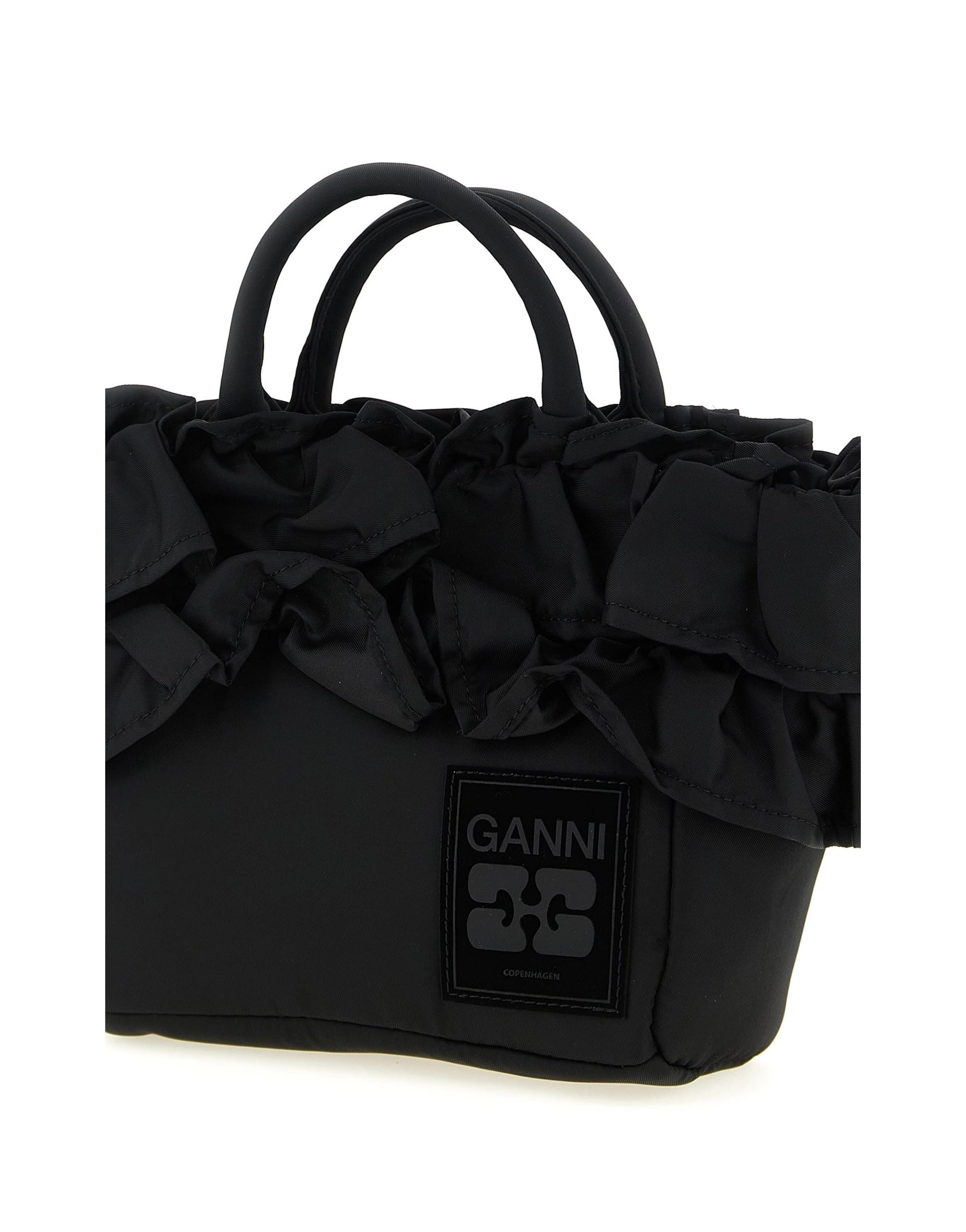 Ganni Ganni Mini Shopper Ruffle Handbag