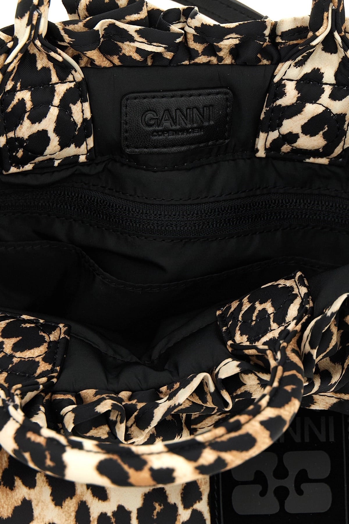 Ganni Ganni Mini Shopper Ruffle Print Handbag