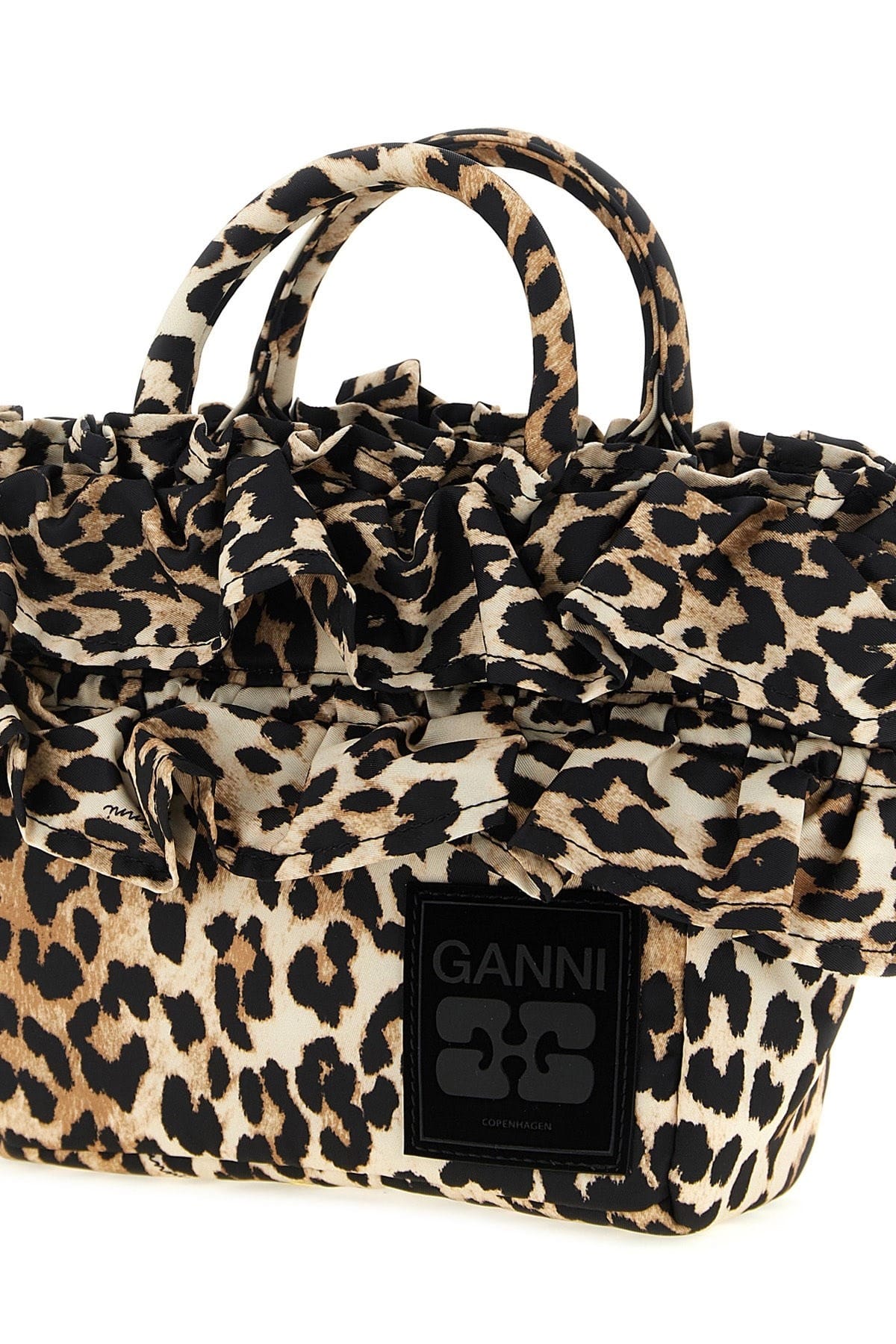 Ganni Ganni Mini Shopper Ruffle Print Handbag