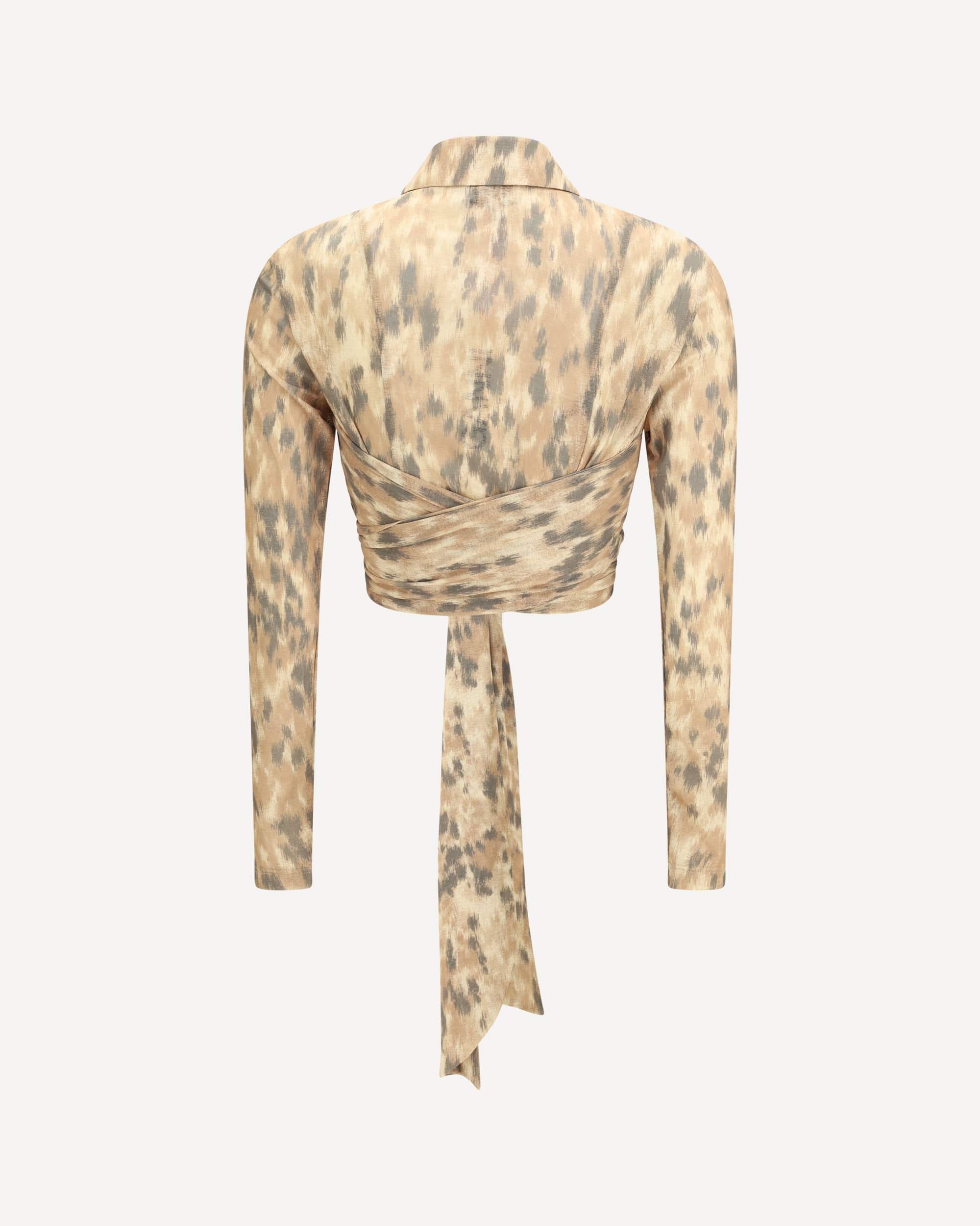 Ganni Printed Marl Mesh Tie Blouse - alternate view
