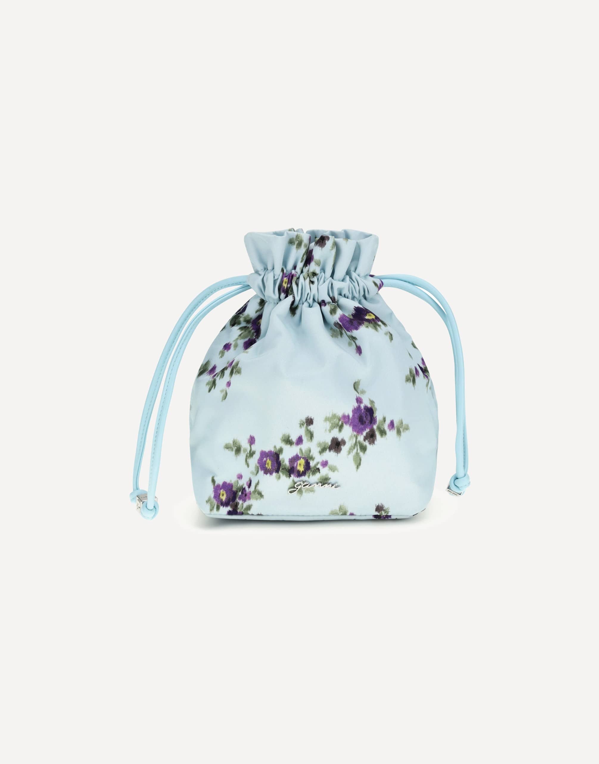 Ganni Printed Nylon Pouch With Drawstring