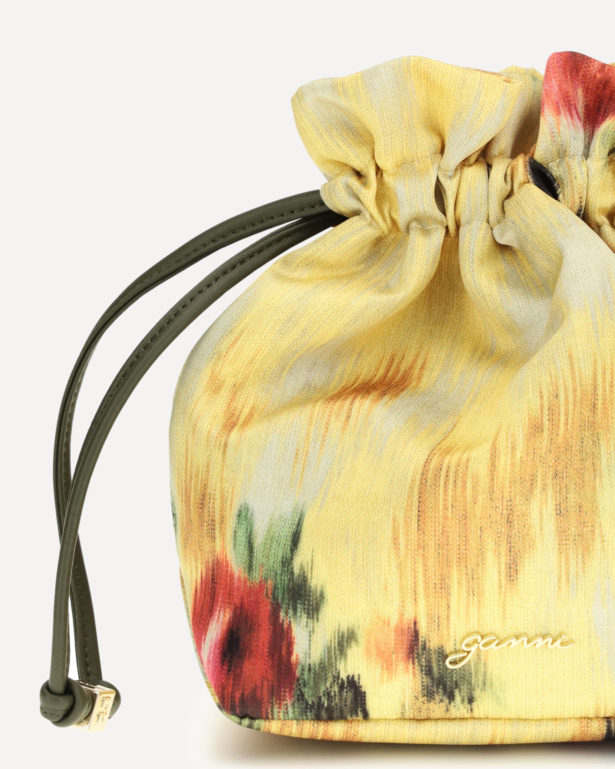 Ganni Printed Taffeta Pouch With Drawstring