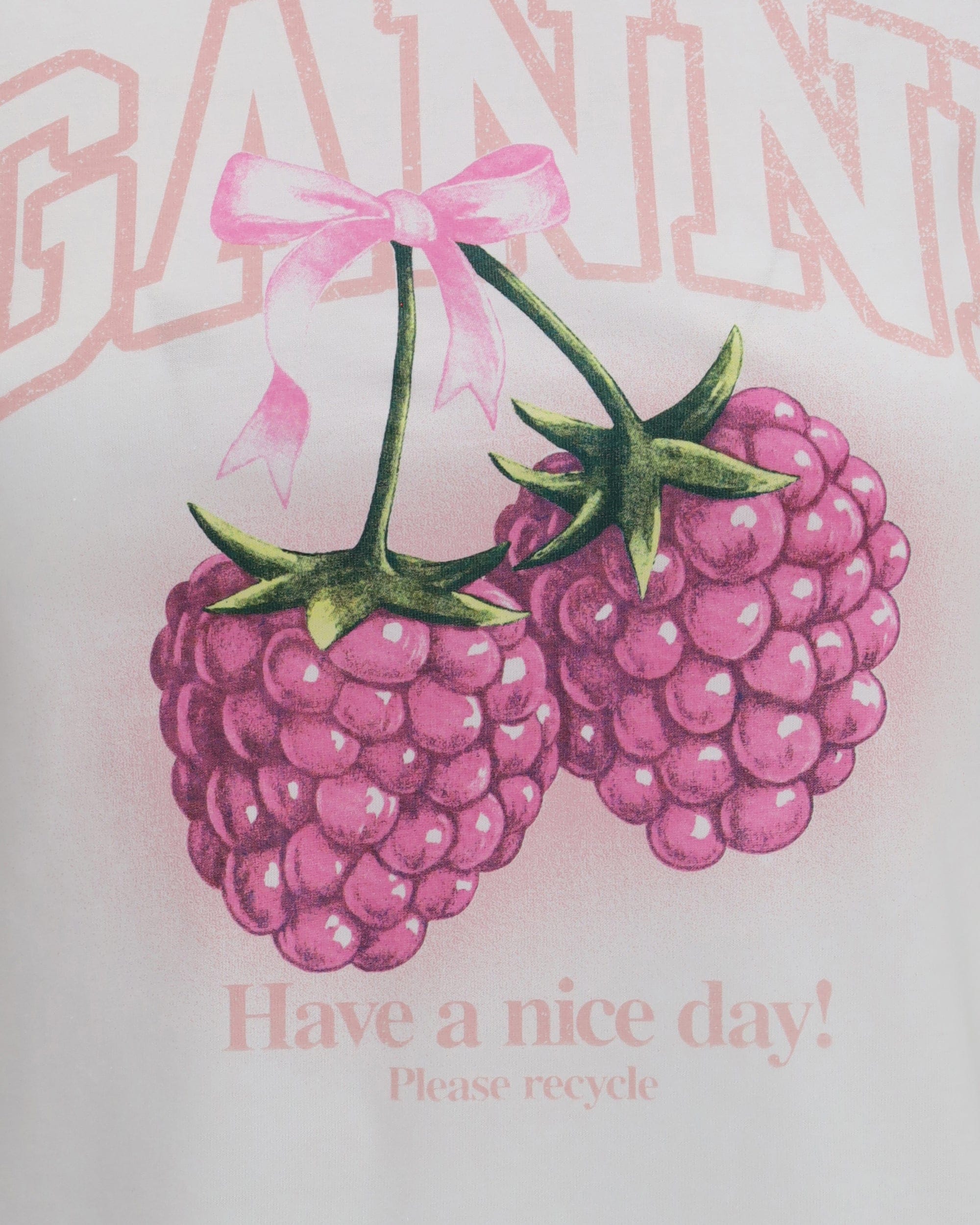 Ganni Raspberries Cotton Short-Sleeved T-Shirt
