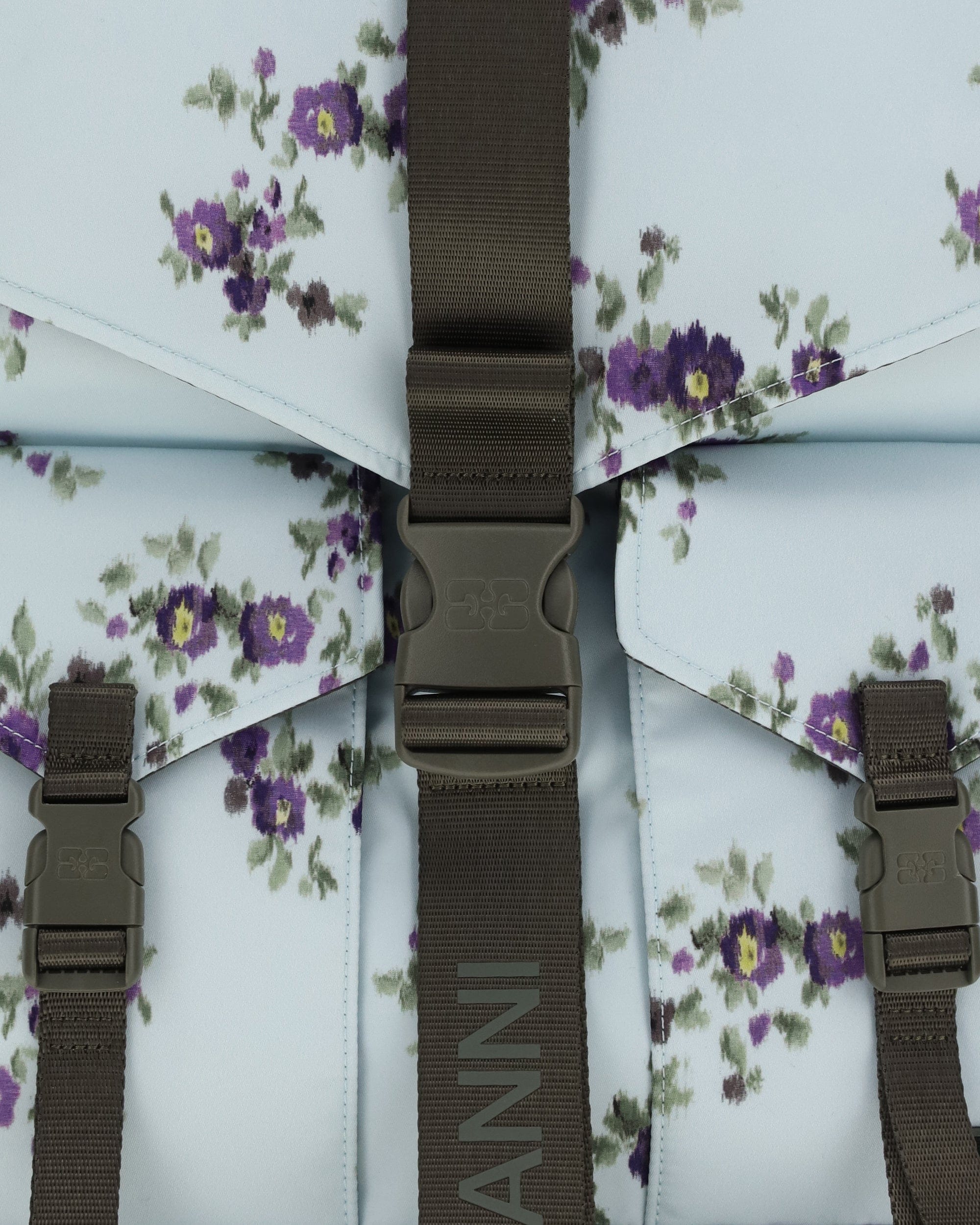 Ganni Re-Tech Nylon Backpack Floral Pattern