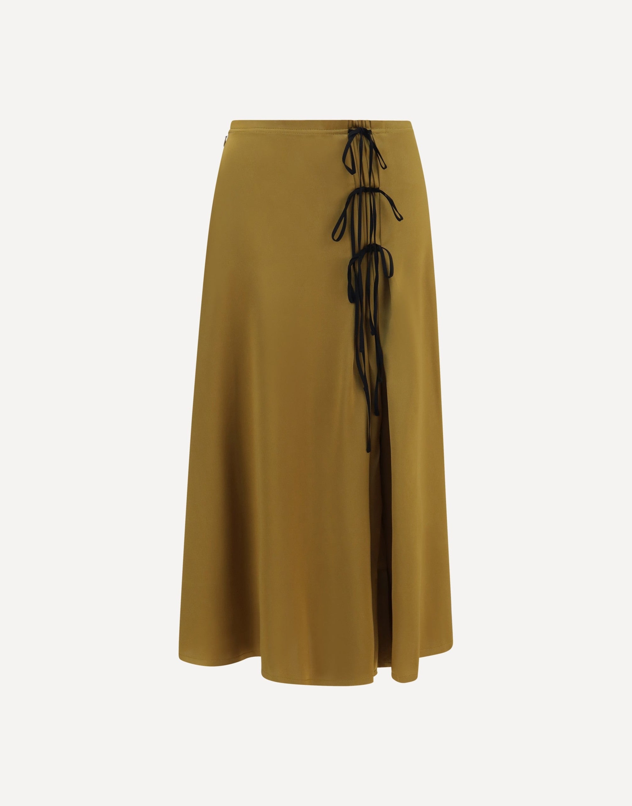 Ganni Satin Midi Skirt With Tie Details