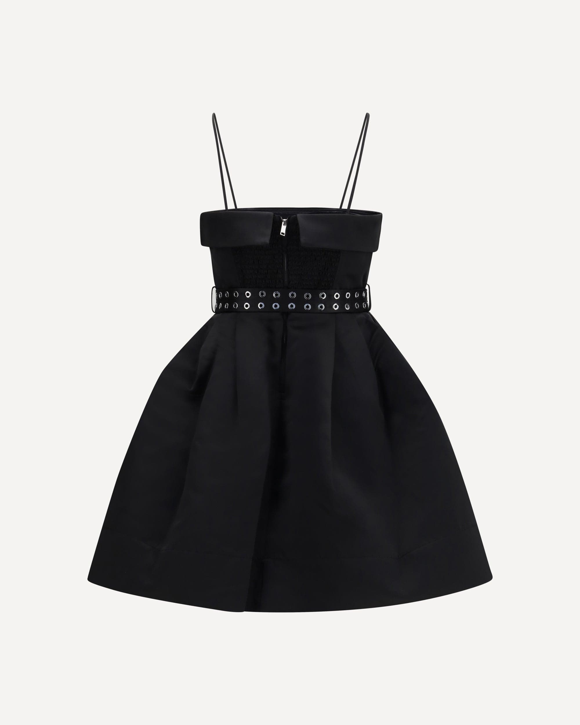 Vestido corto de satén con falda amplia - alternate view